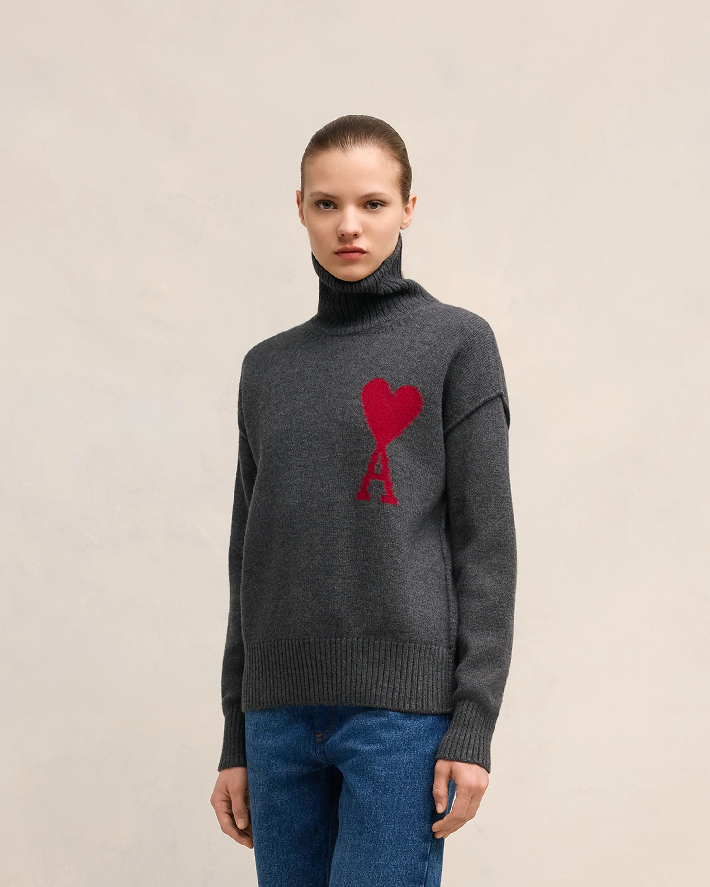Grey Wool Ami de Coeur Sweater