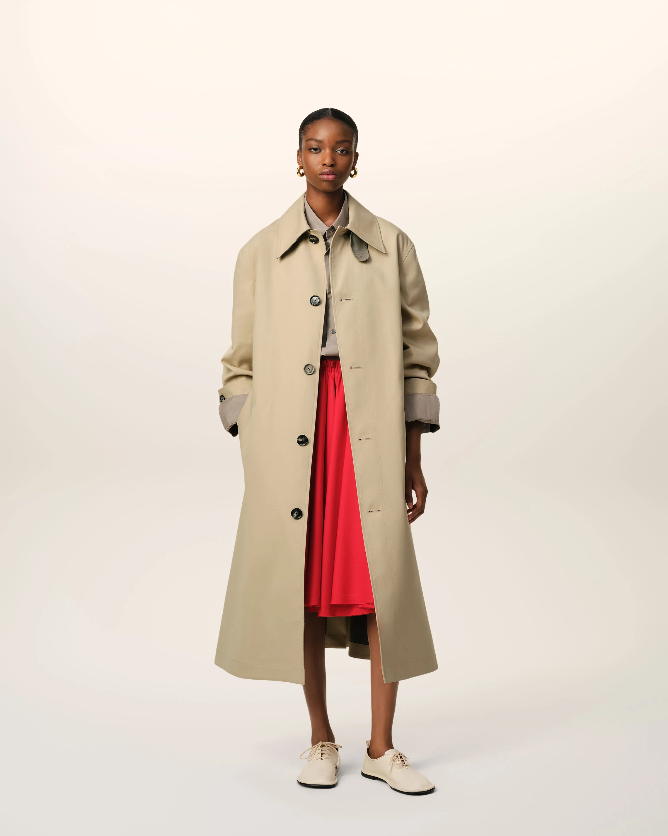 Beige Cotton Belted Mac