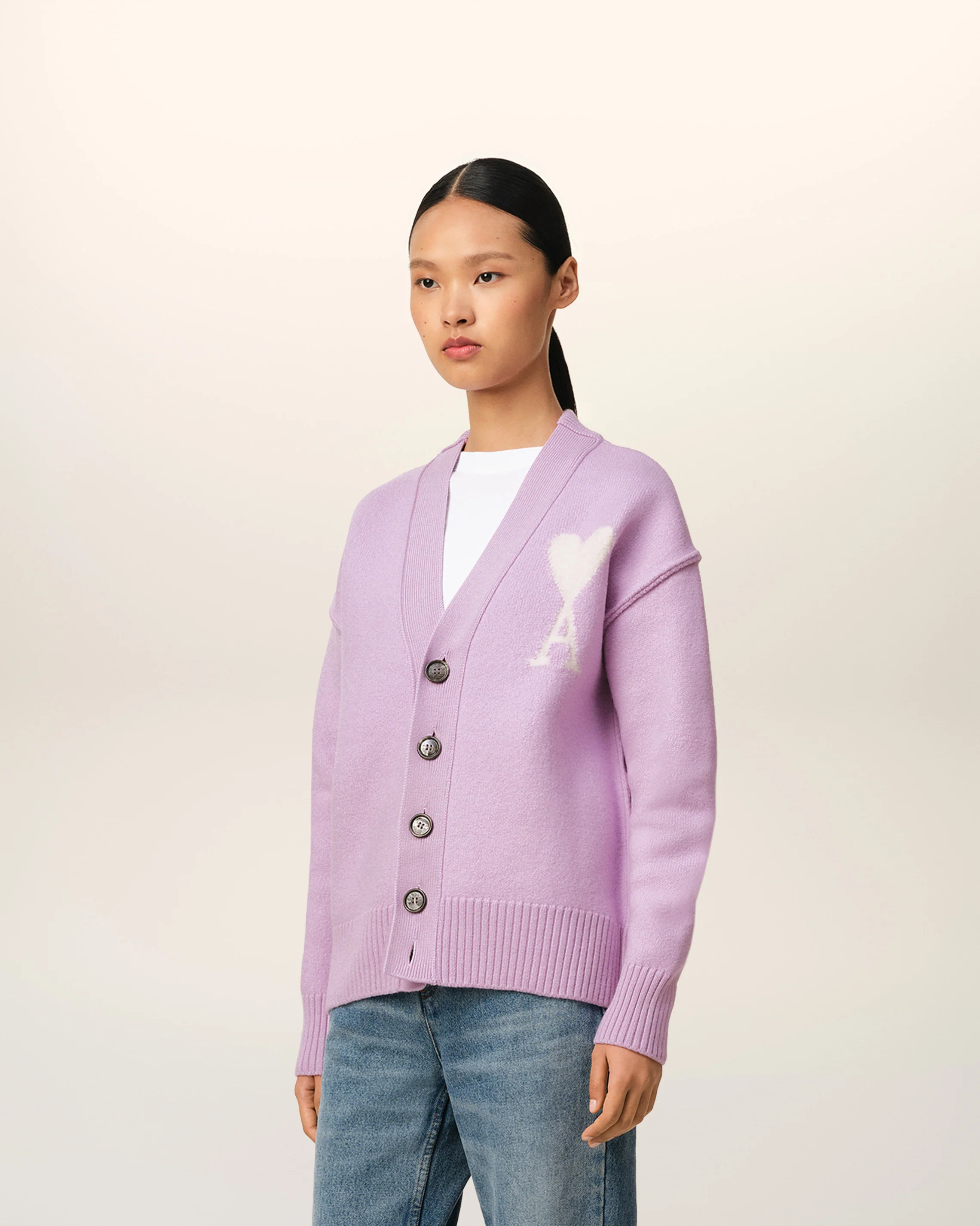 Purple Wool Ami de Coeur Cardigan