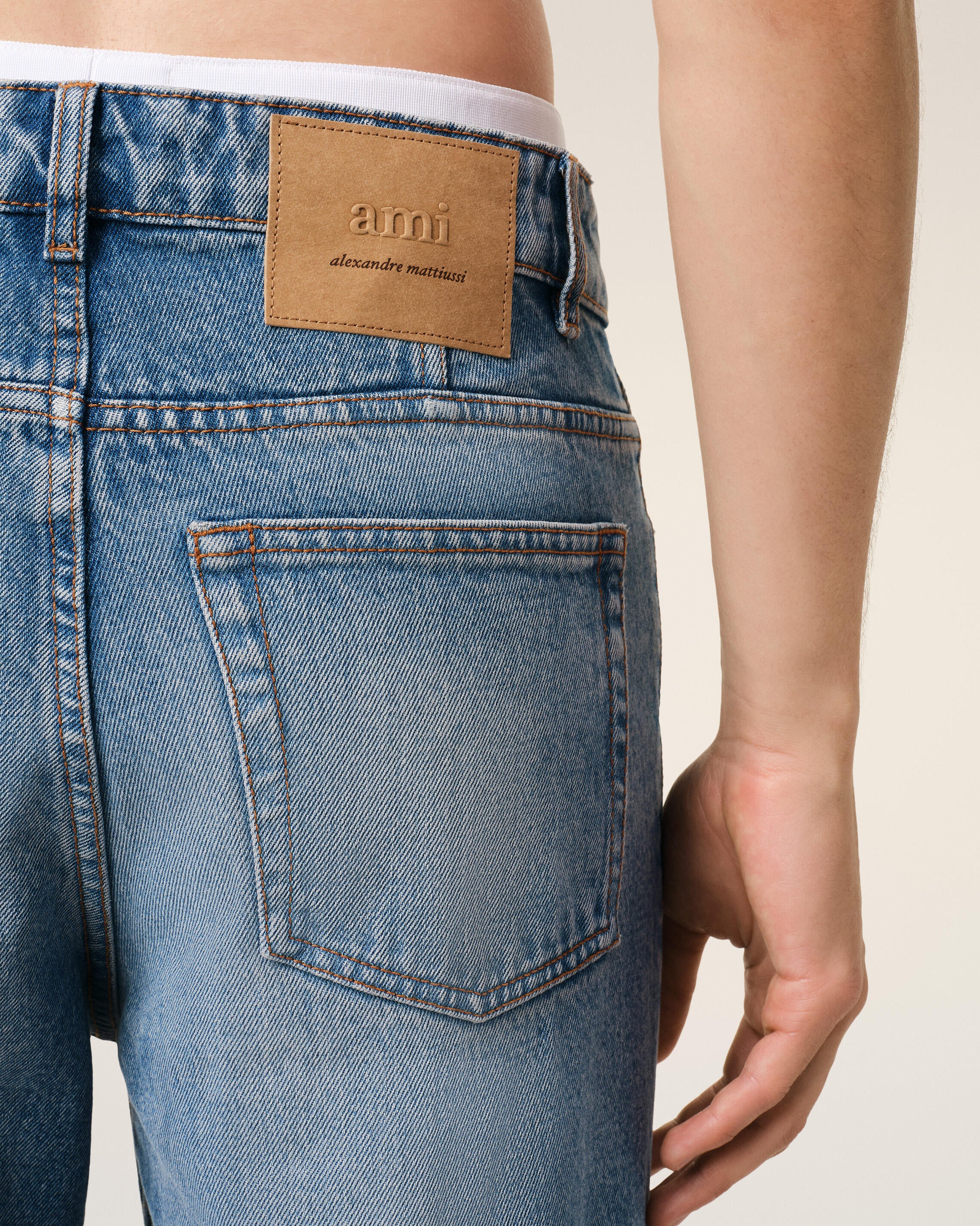 Blue Cotton Tapered Fit Jeans