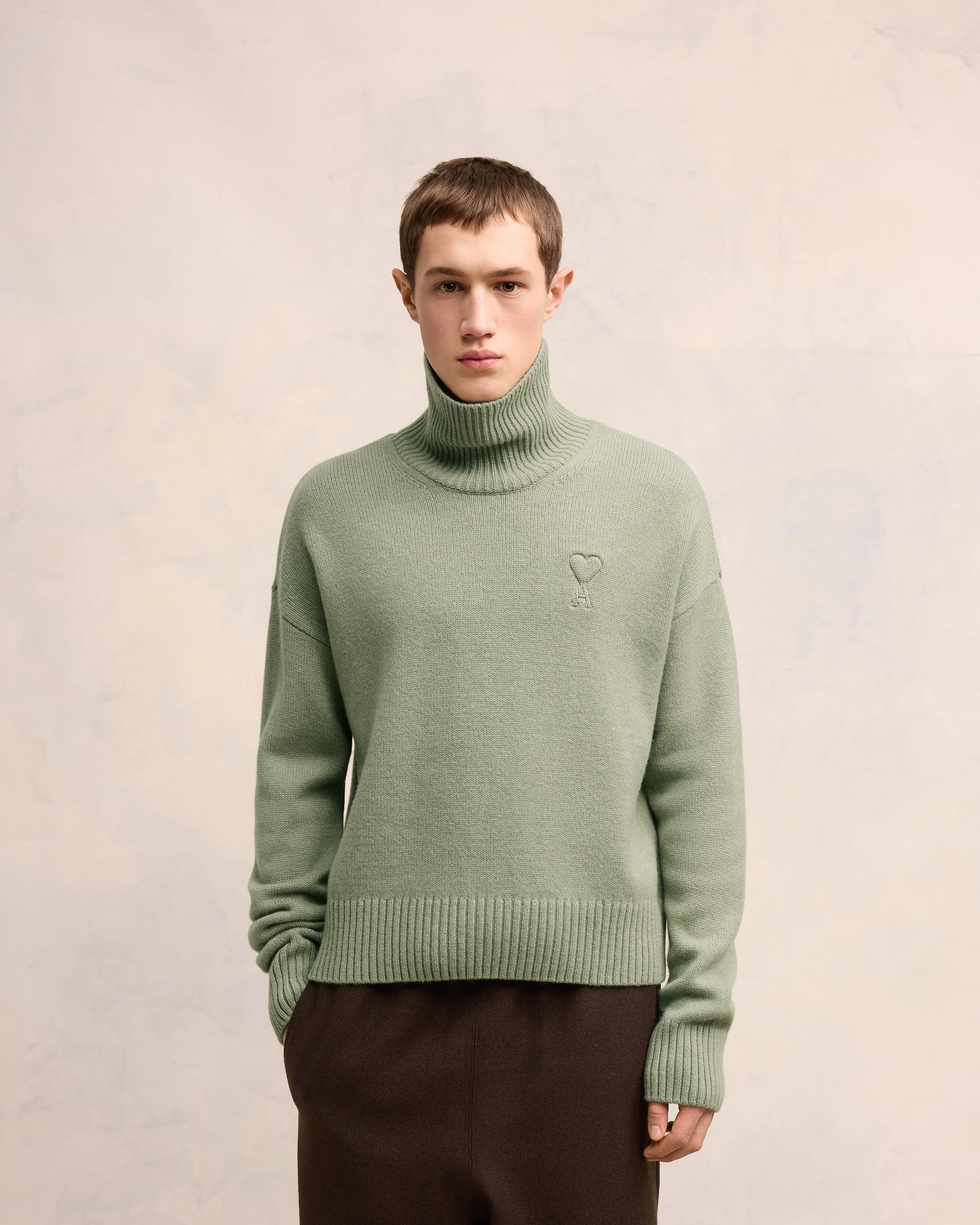 Embossed Ami de Coeur Funnel Neck Sweater