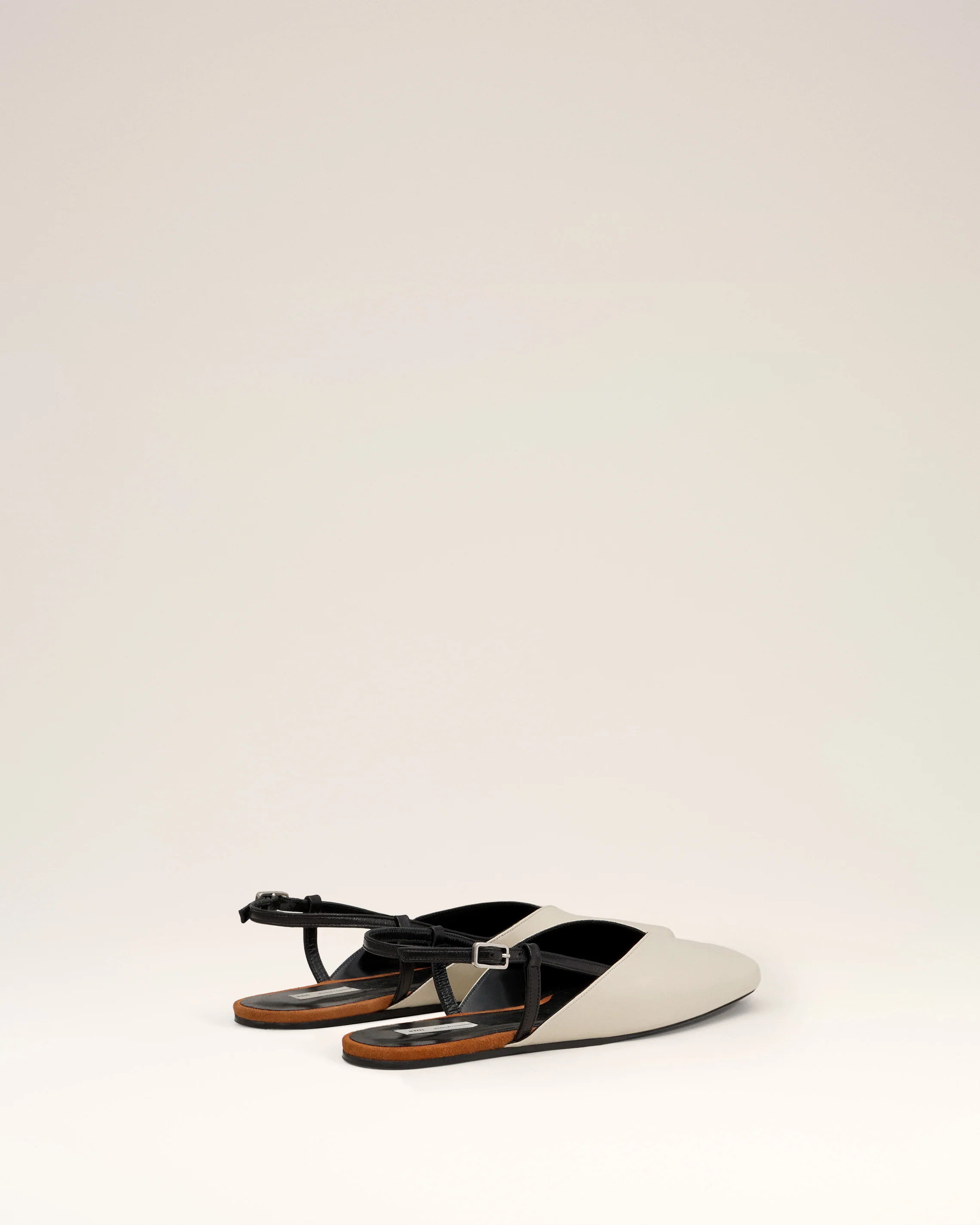 Beige Leather Slingbacks