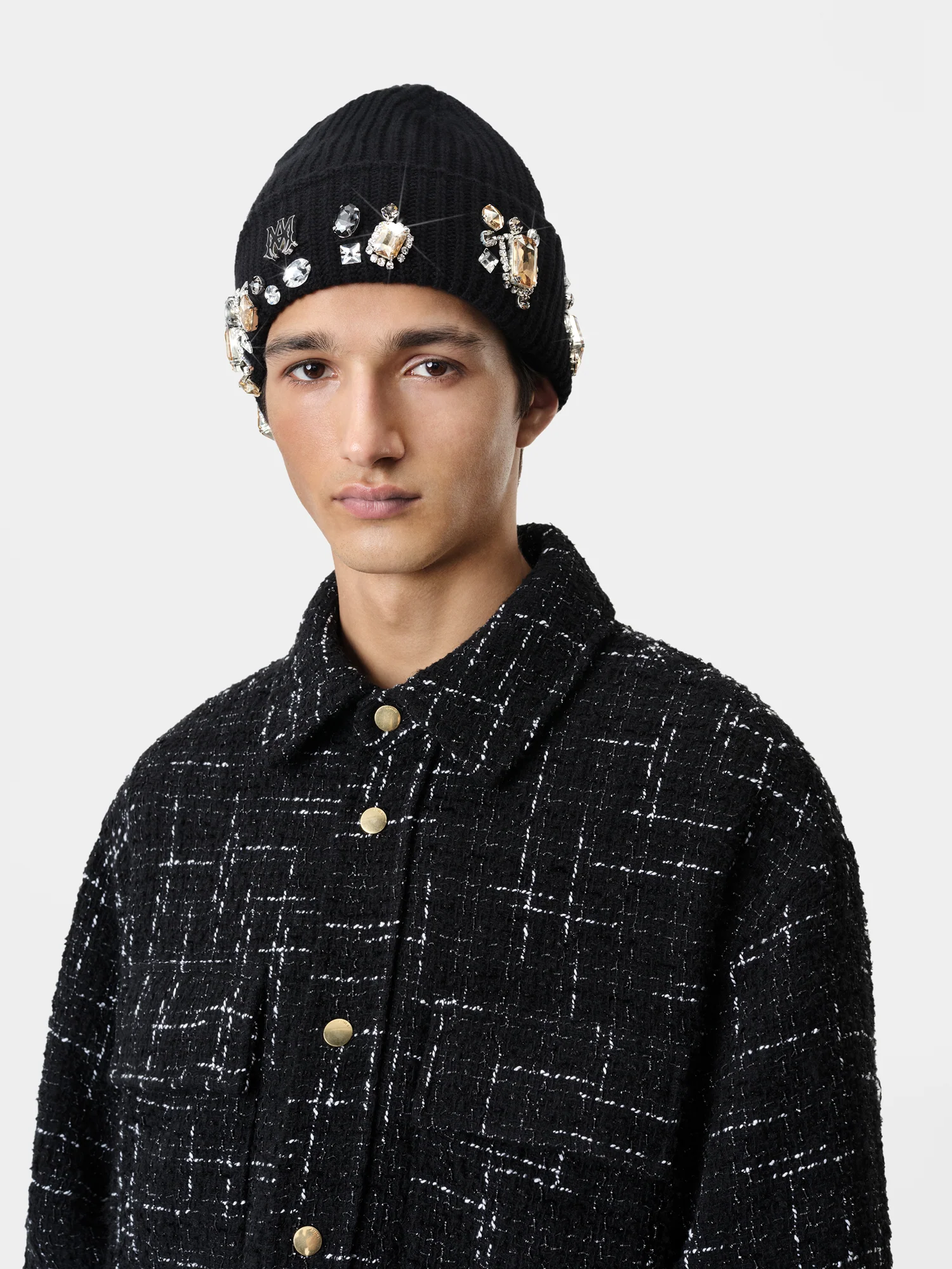 CHUNKY CRYSTAL BEANIE - Black