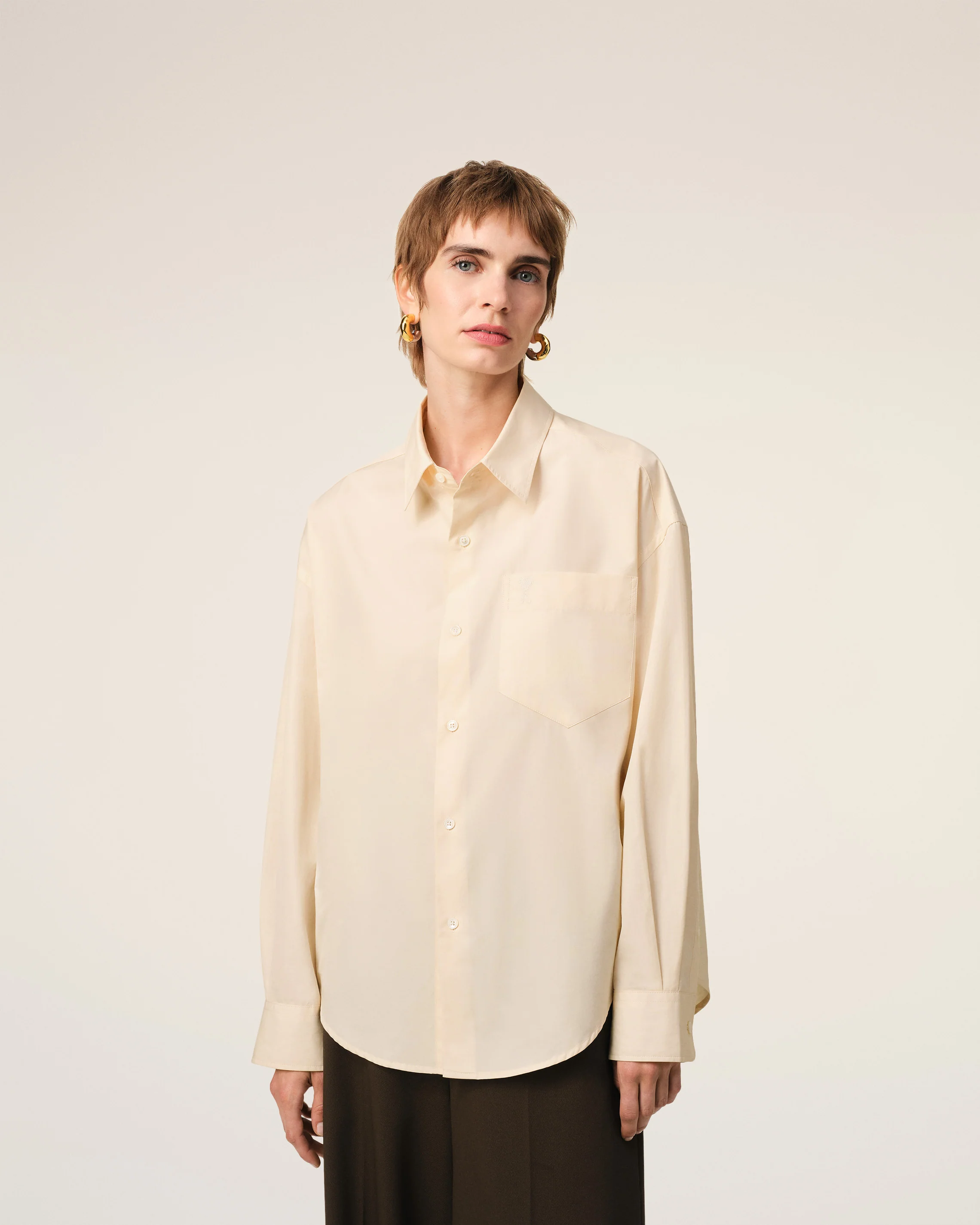 Beige Cotton Ami de Coeur Boxy Shirt