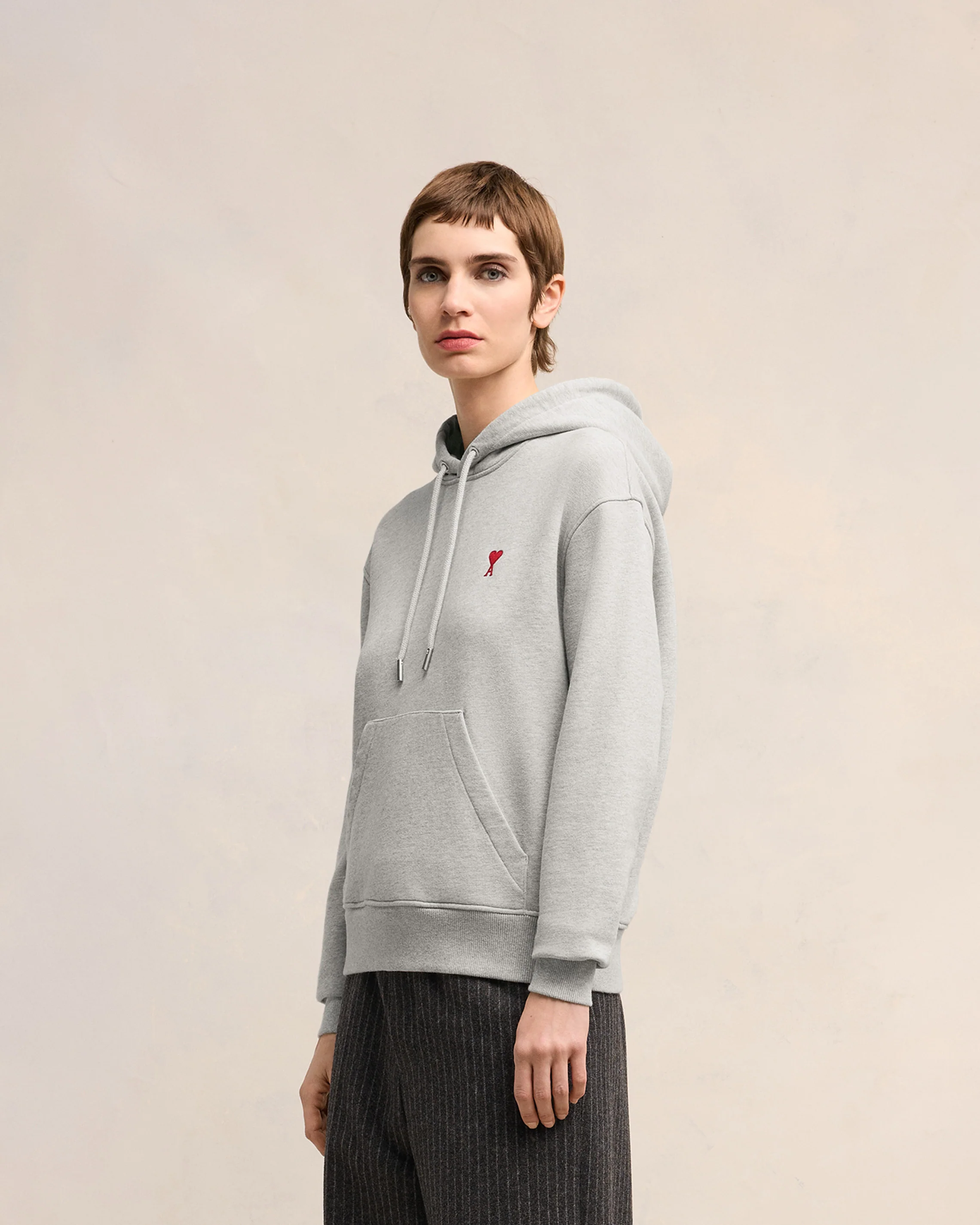 Grey Cotton Ami de Coeur Hoodie