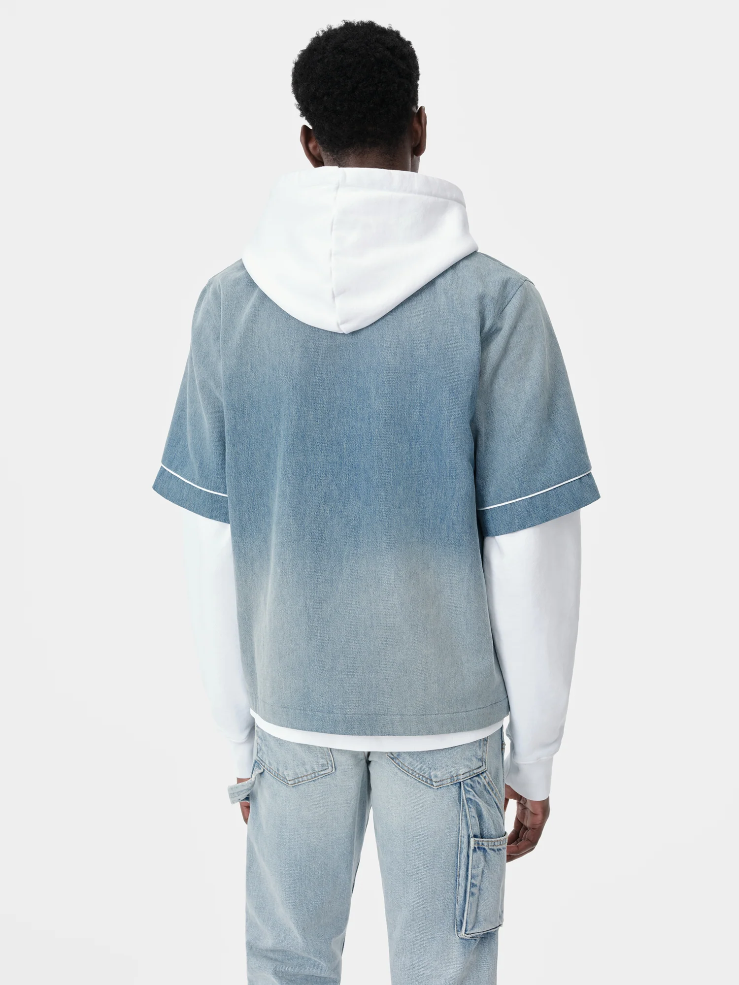 AMIRI SUNFADED BASEBALL SHIRT - Perfect Indigo