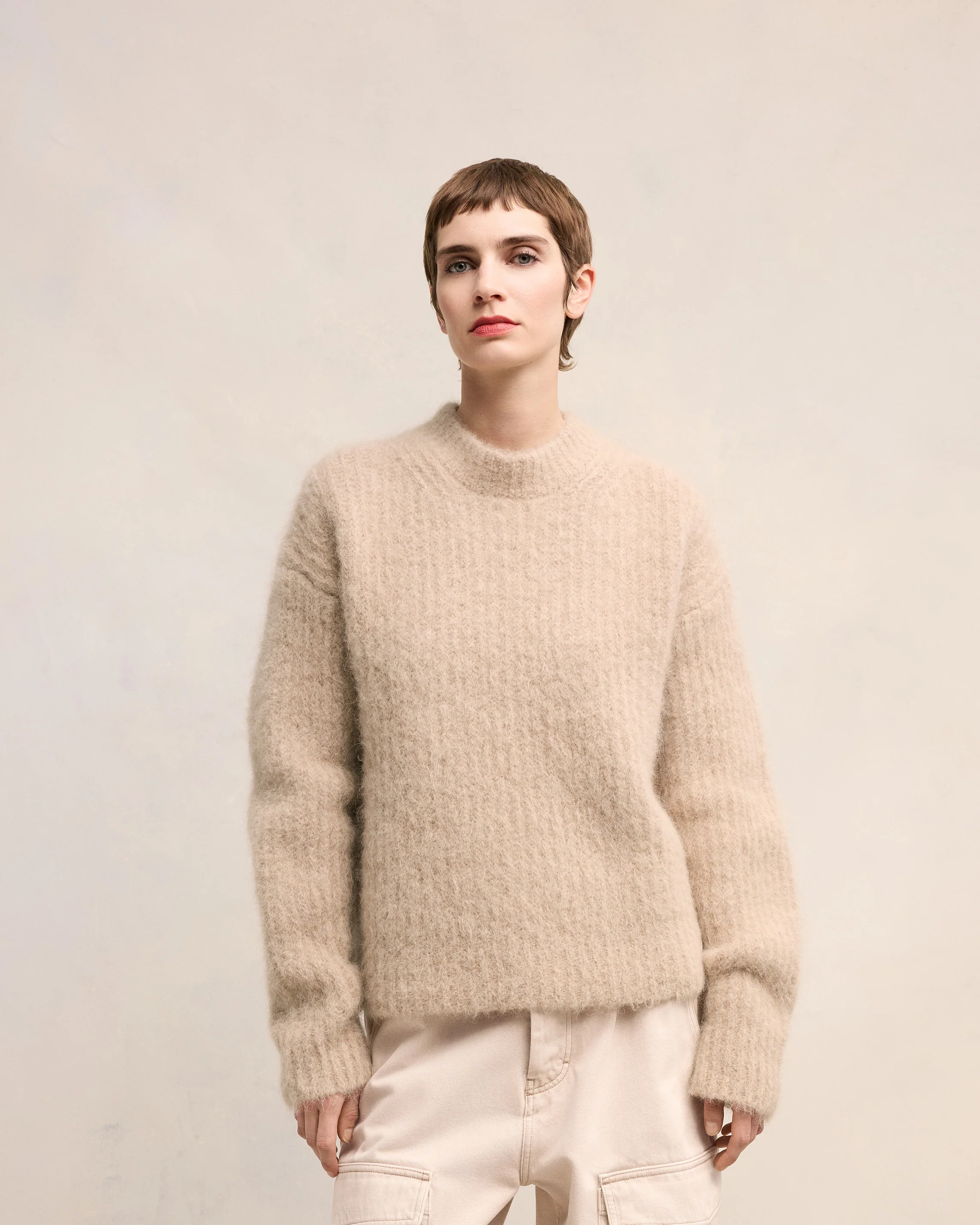 Alpaca Mohair Ribbed Sweater