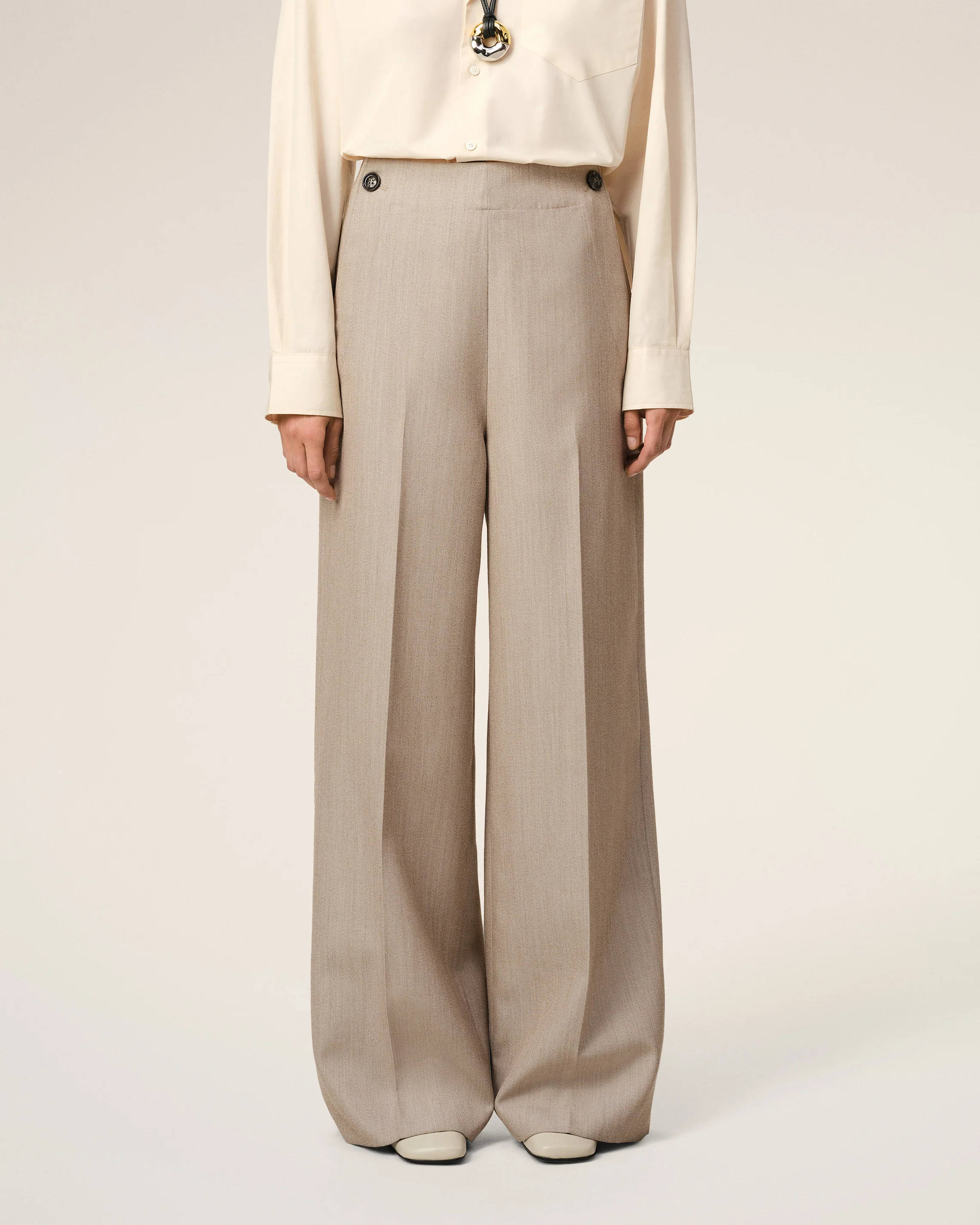 Beige New Wool Sailor Trousers