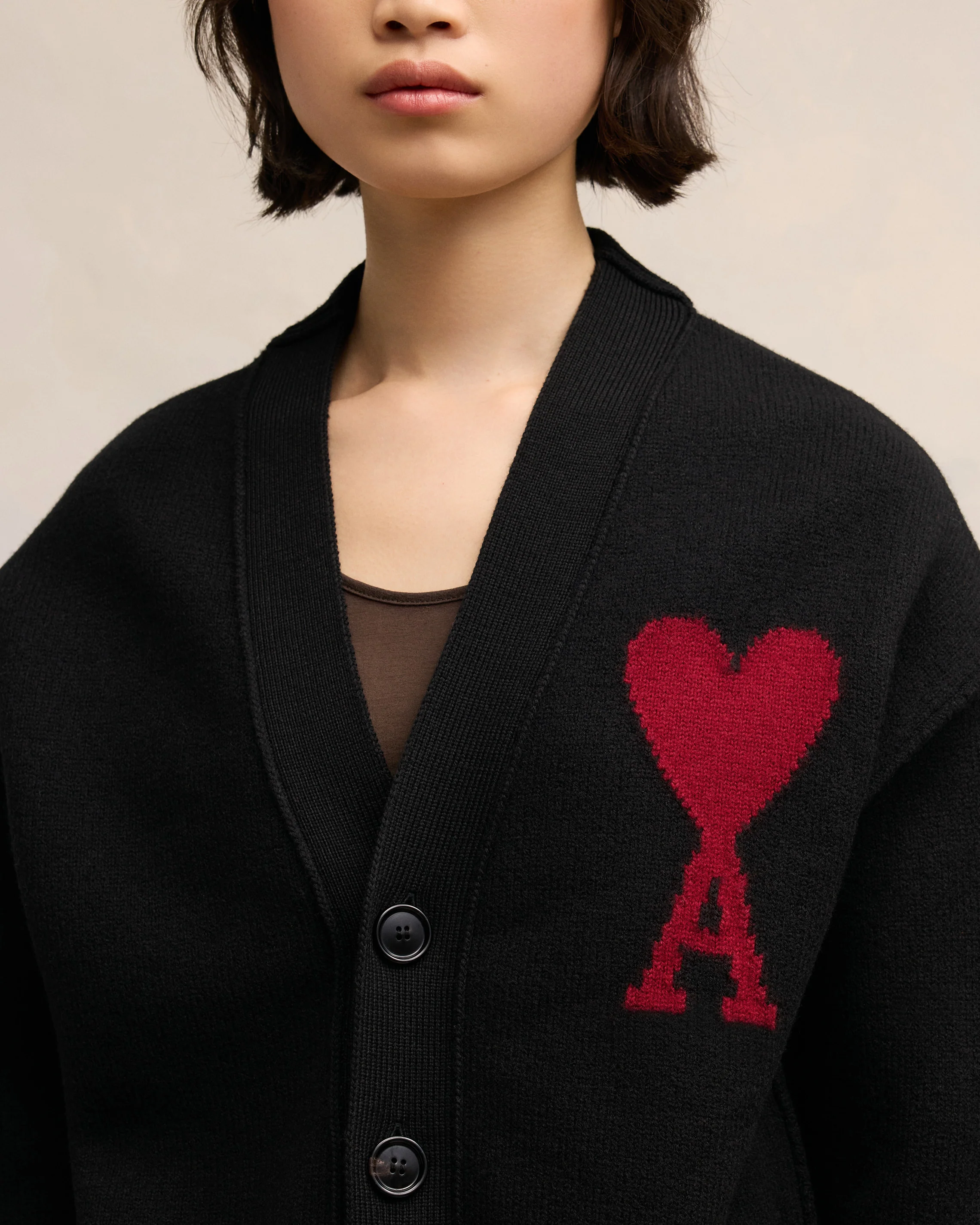 Black Wool Ami de Coeur Cardigan