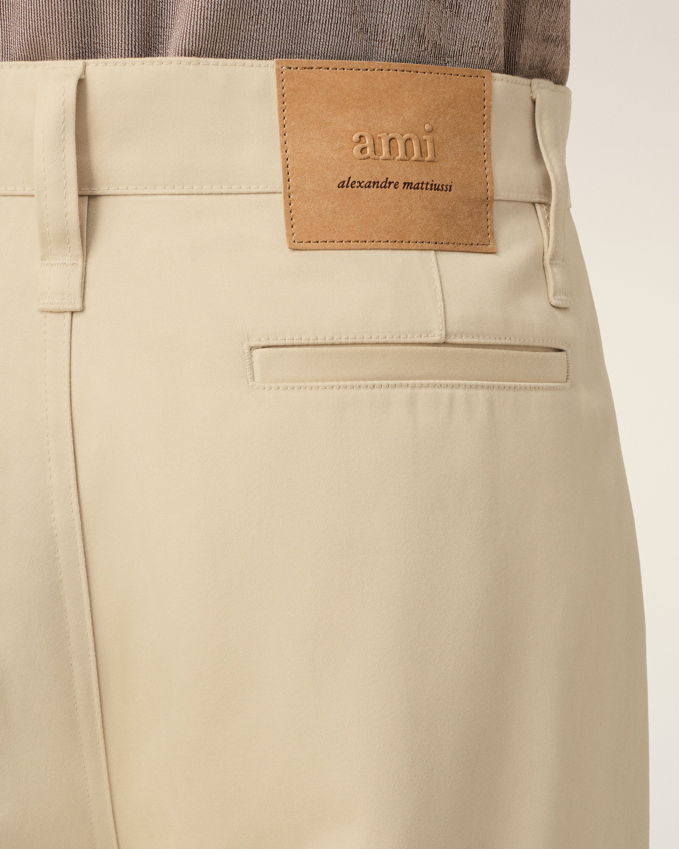 Beige Cotton Baggy Fit Trousers