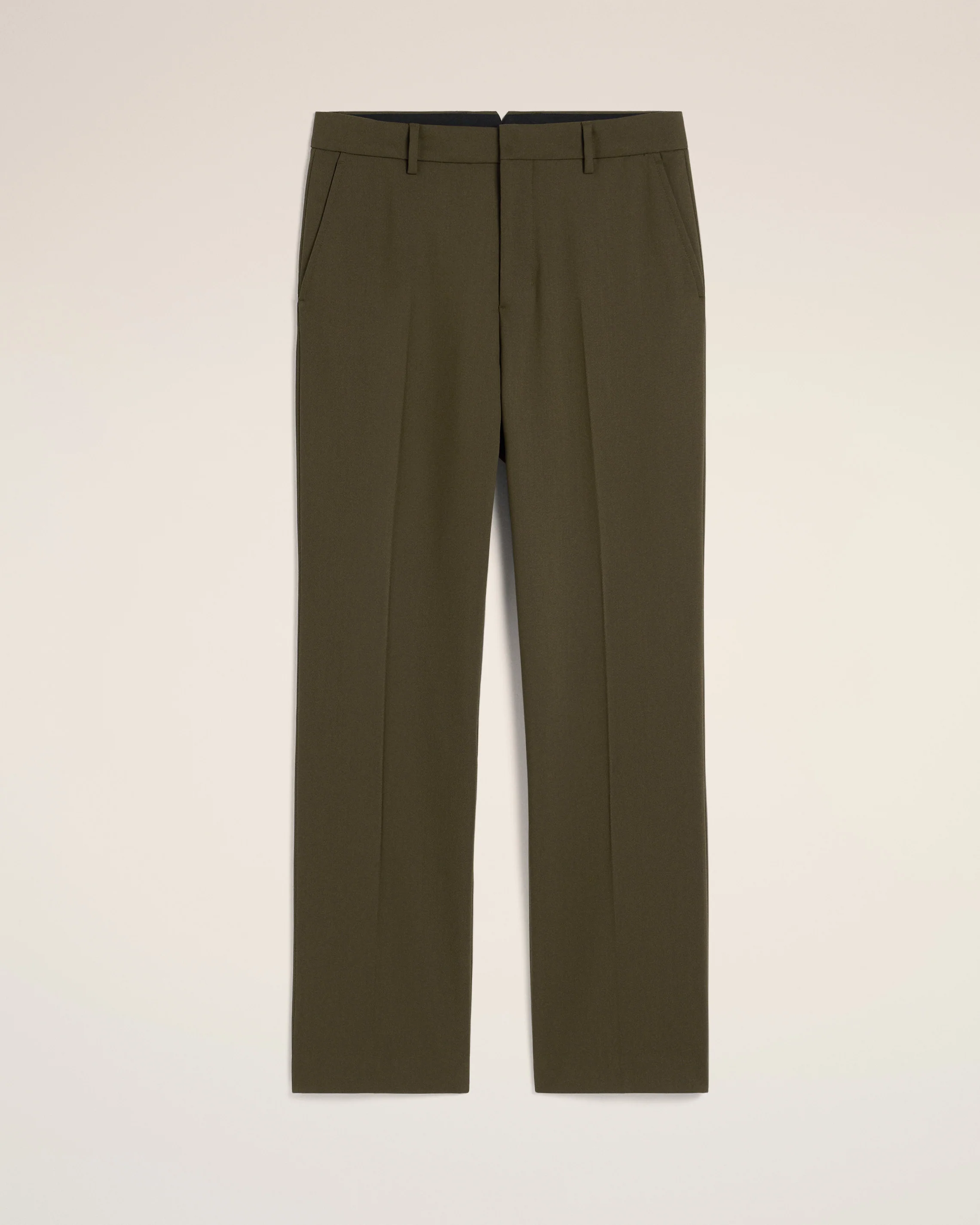 Green Wool Straight Fit Trousers