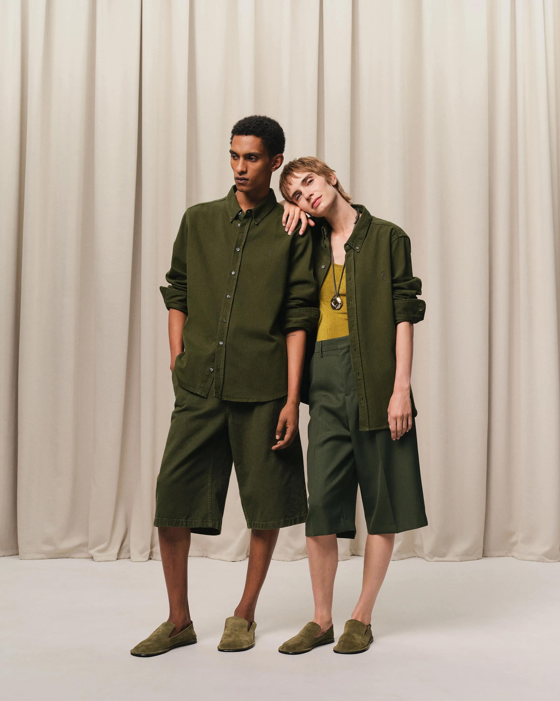 Green Cotton Button-Down Ami de Coeur Shirt