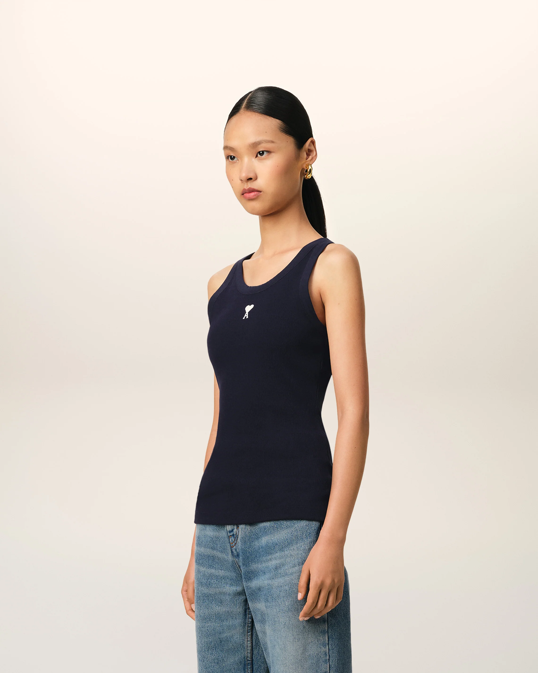 Navy Cotton Rib Ami de Coeur Tanktop