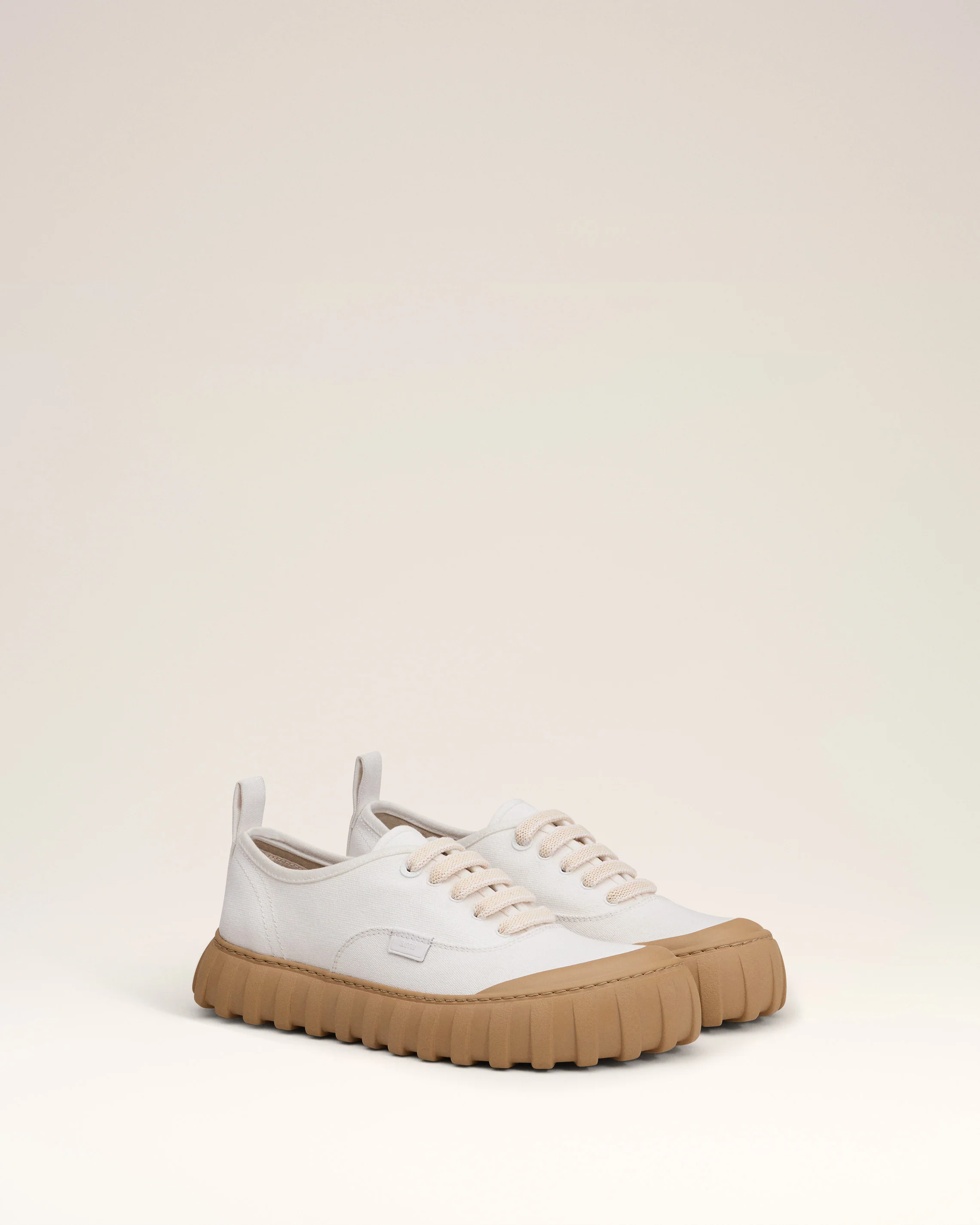 White Cotton Low Top Tempo Canvas Sneakers