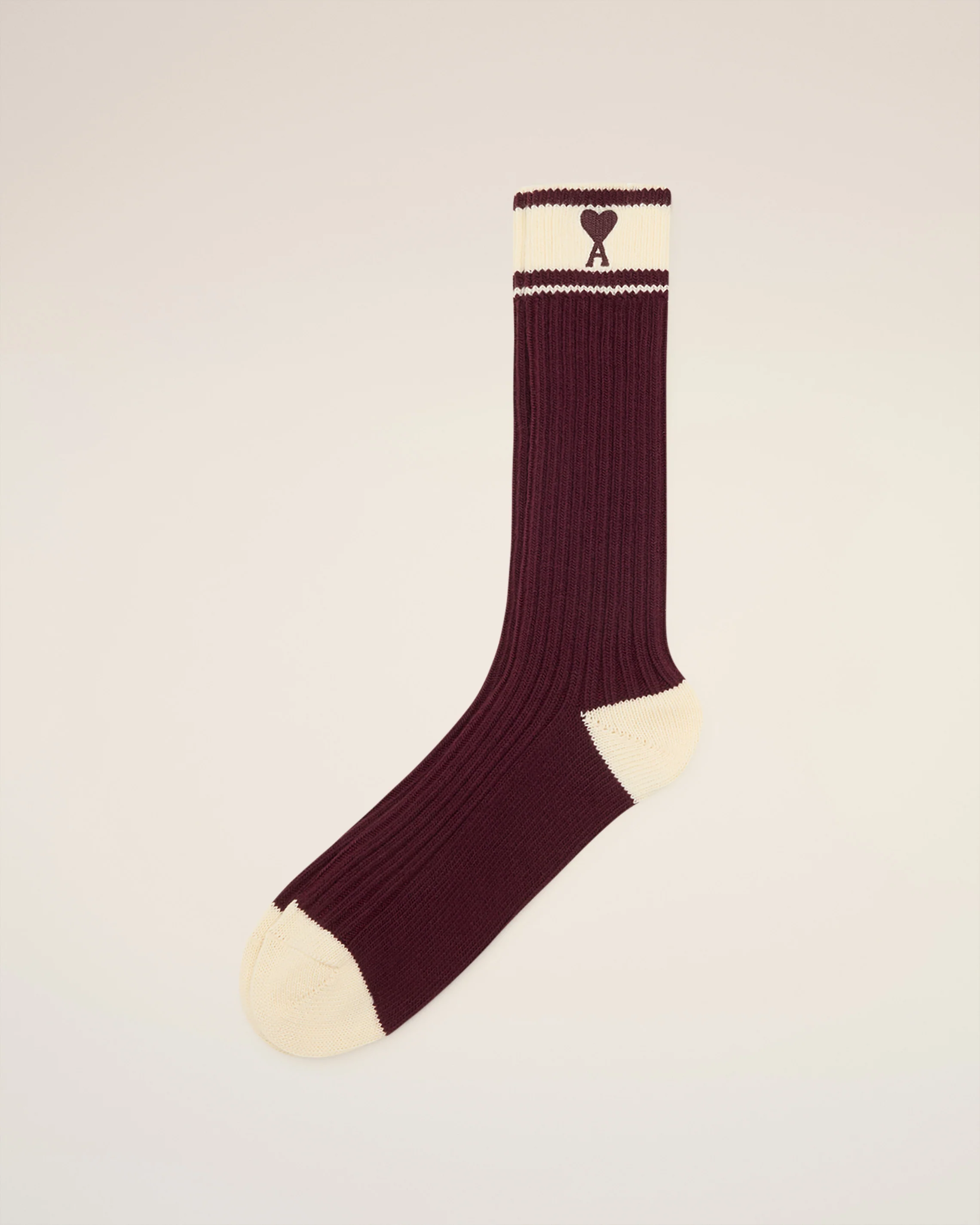 Burgundy Cotton Ami de Coeur Striped Socks