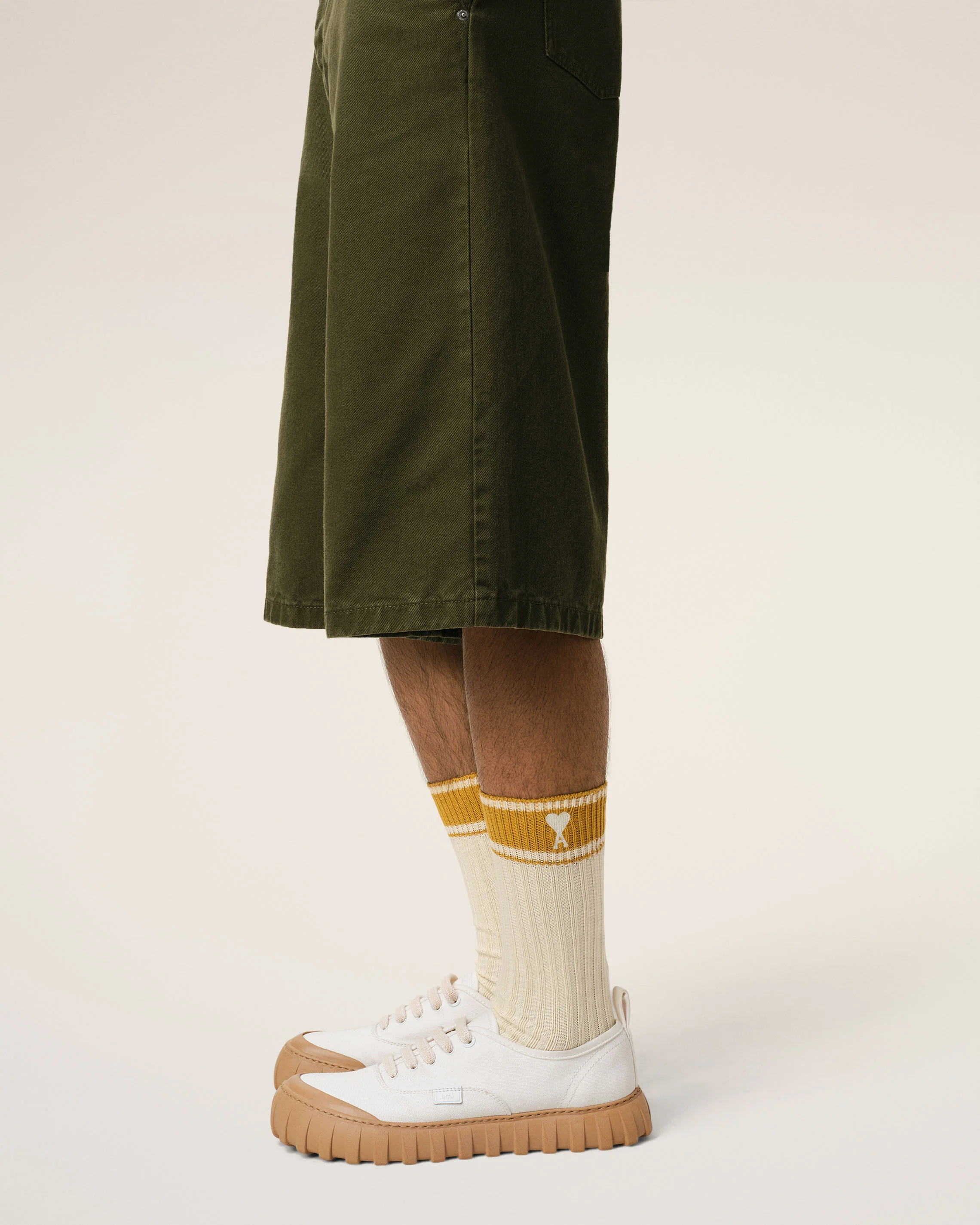 White Cotton Ami de Coeur Striped Socks