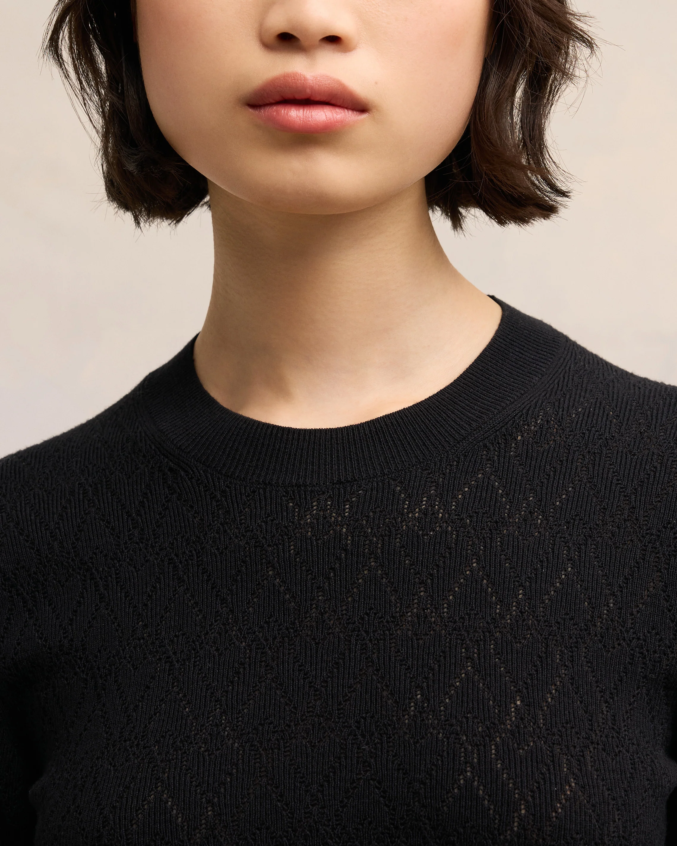 Ami de Coeur Pointelle Crew Neck Sweater