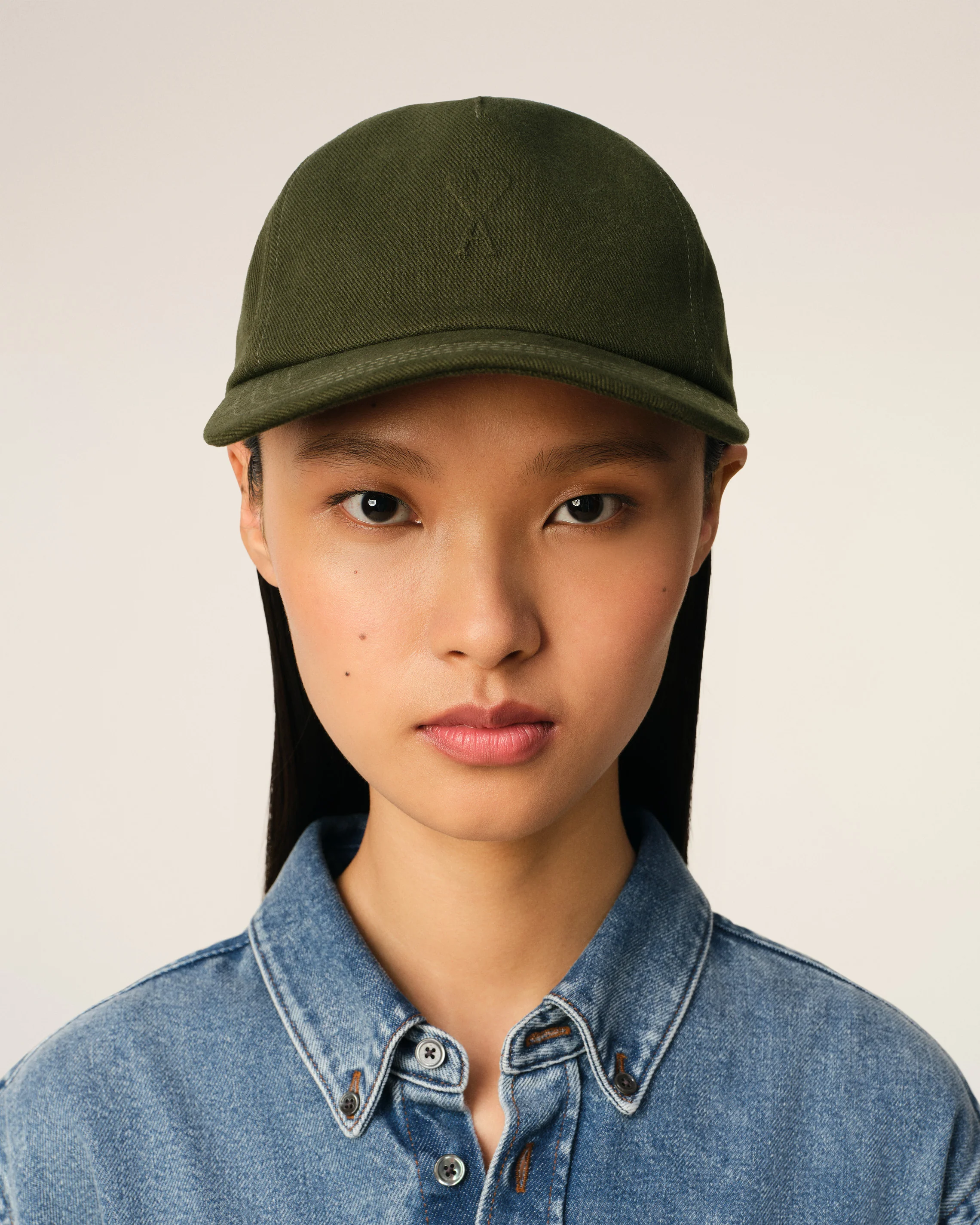 Green Cotton Embossed Ami de Coeur Cap