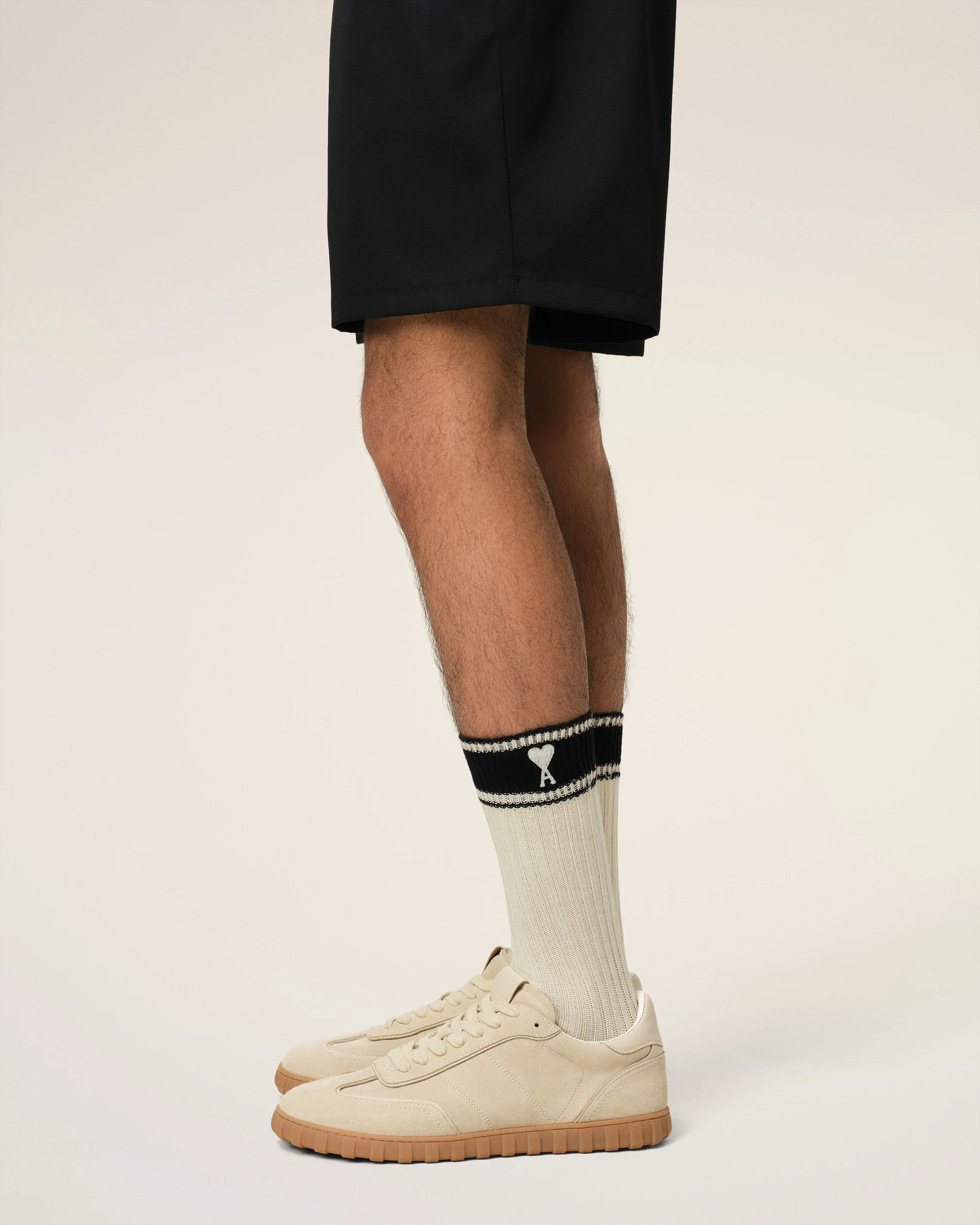 Beige Cotton Ami de Coeur Striped Socks