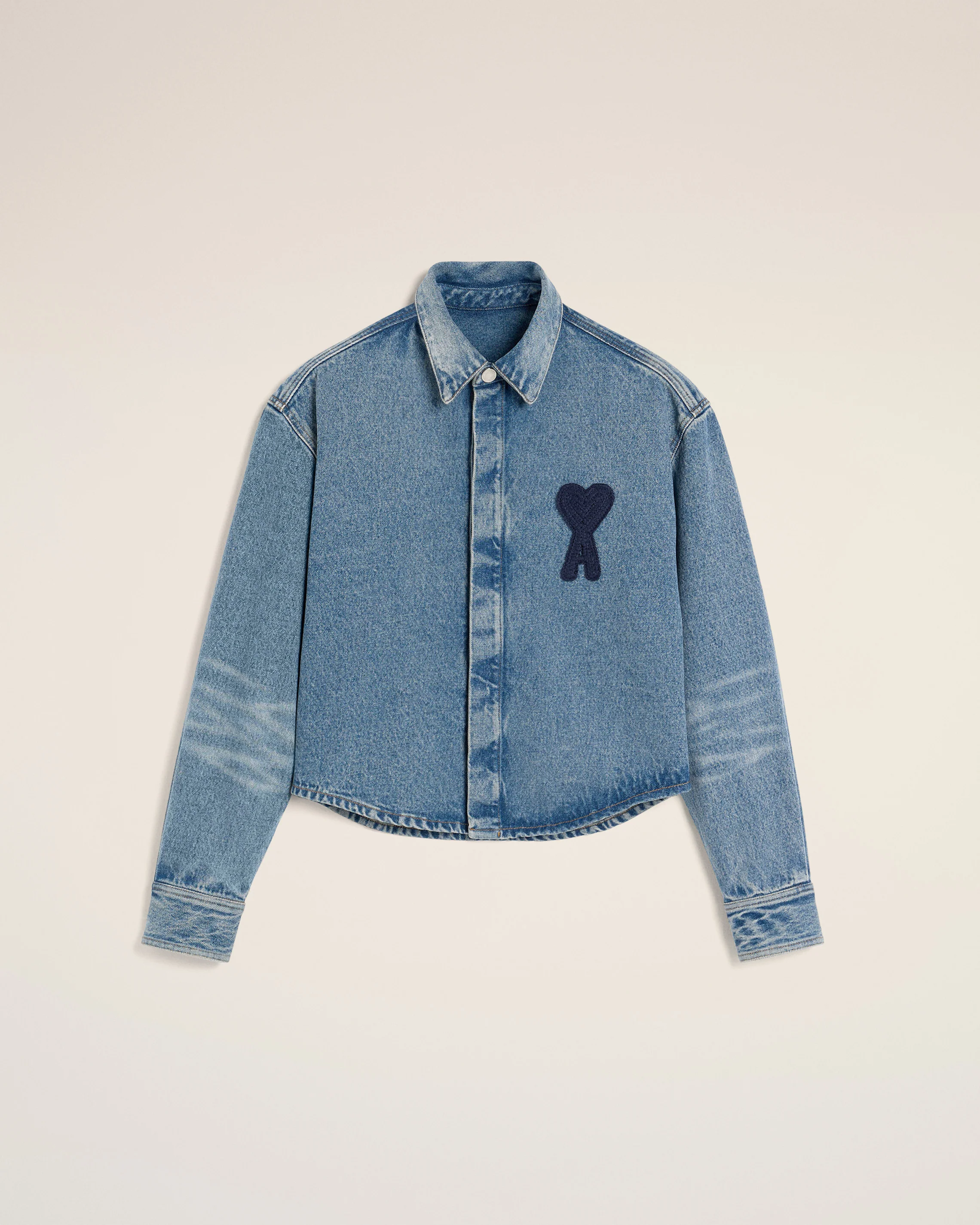 Blue Cotton Ami de Coeur Cropped Shirt