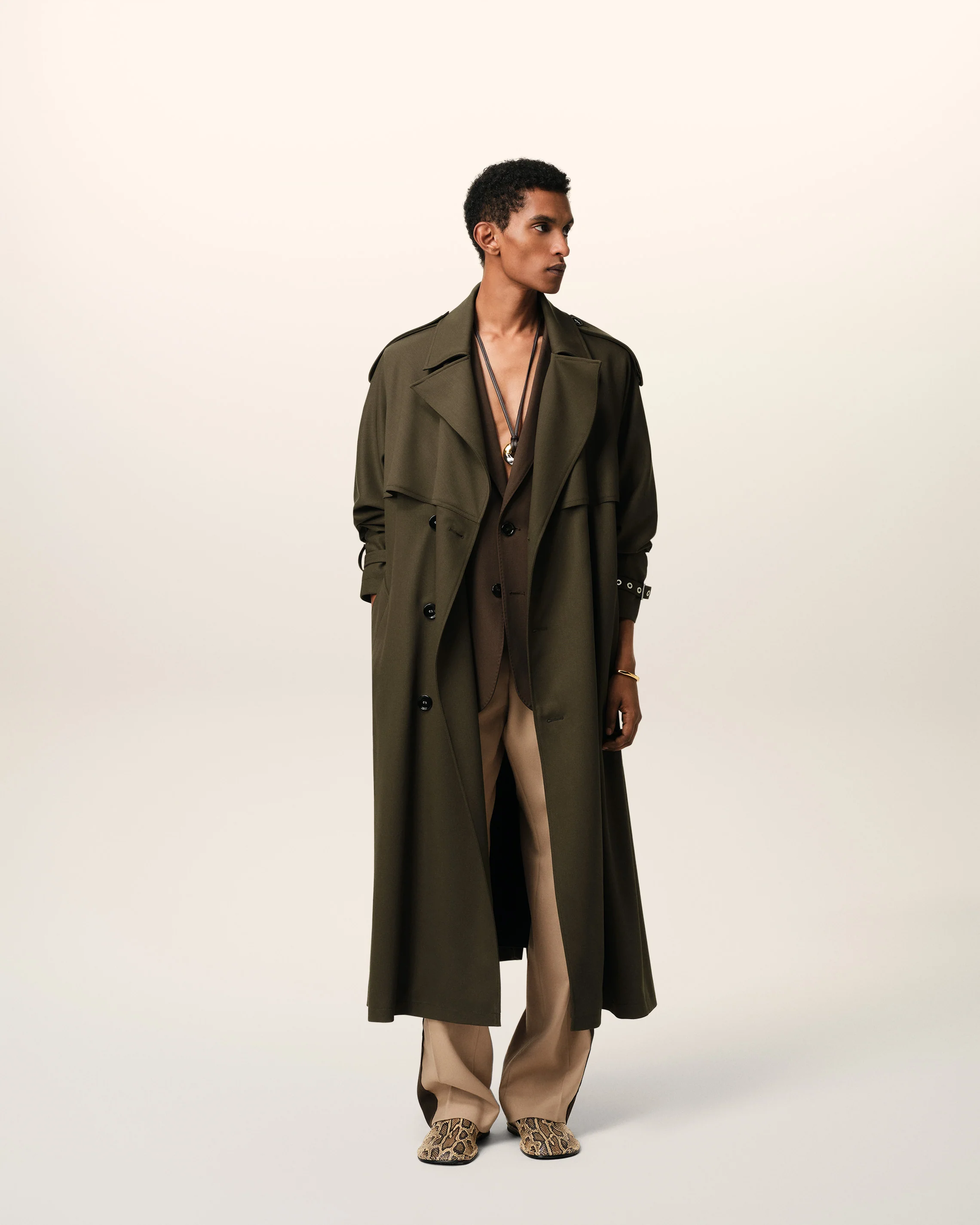 Green Wool Trench Coat