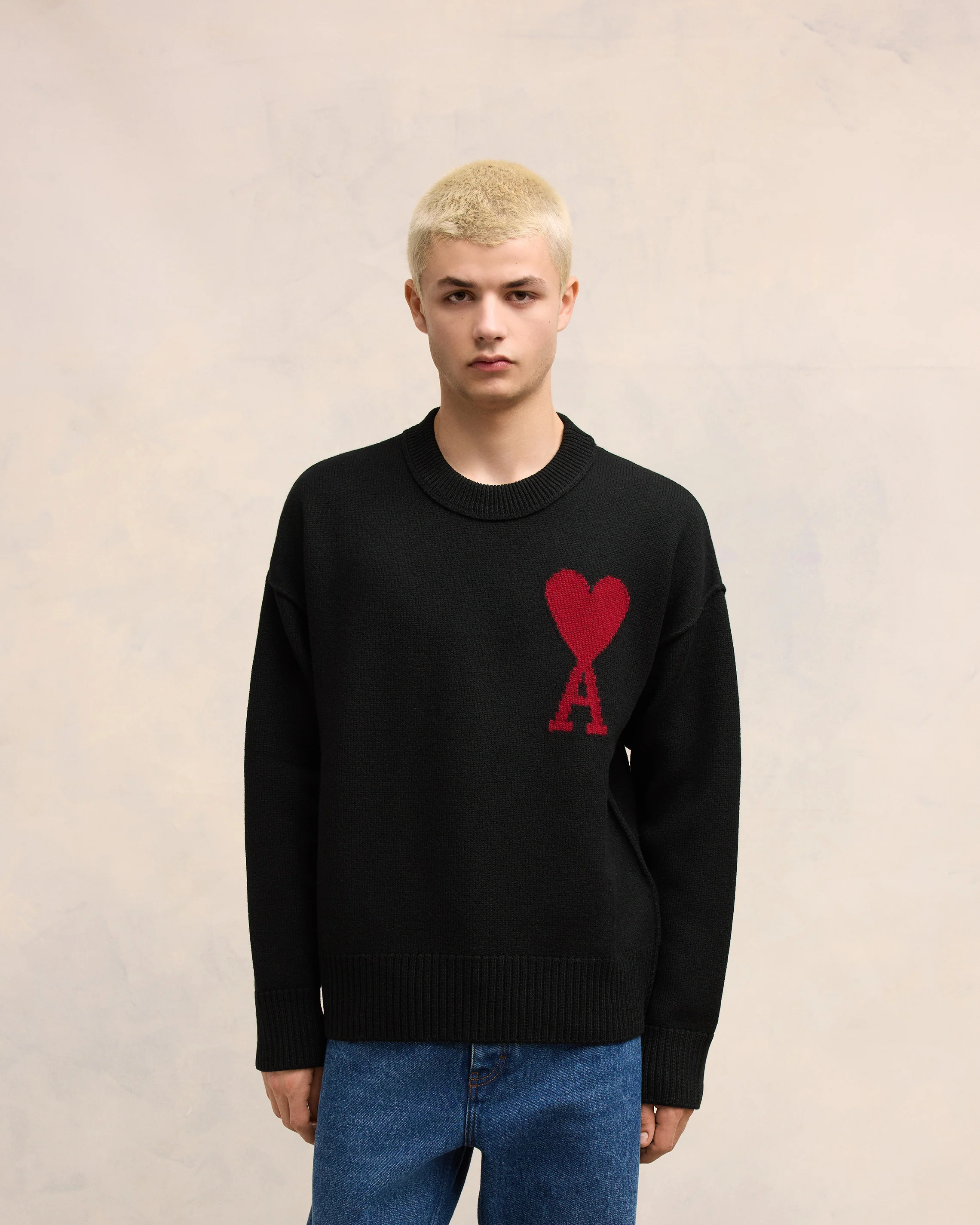 Black Wool Ami de Coeur Sweater