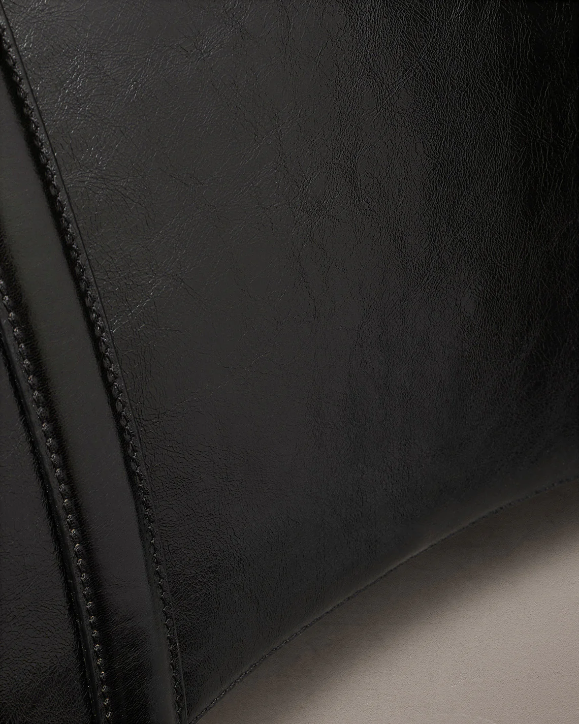 Black Leather North South Tote Bag