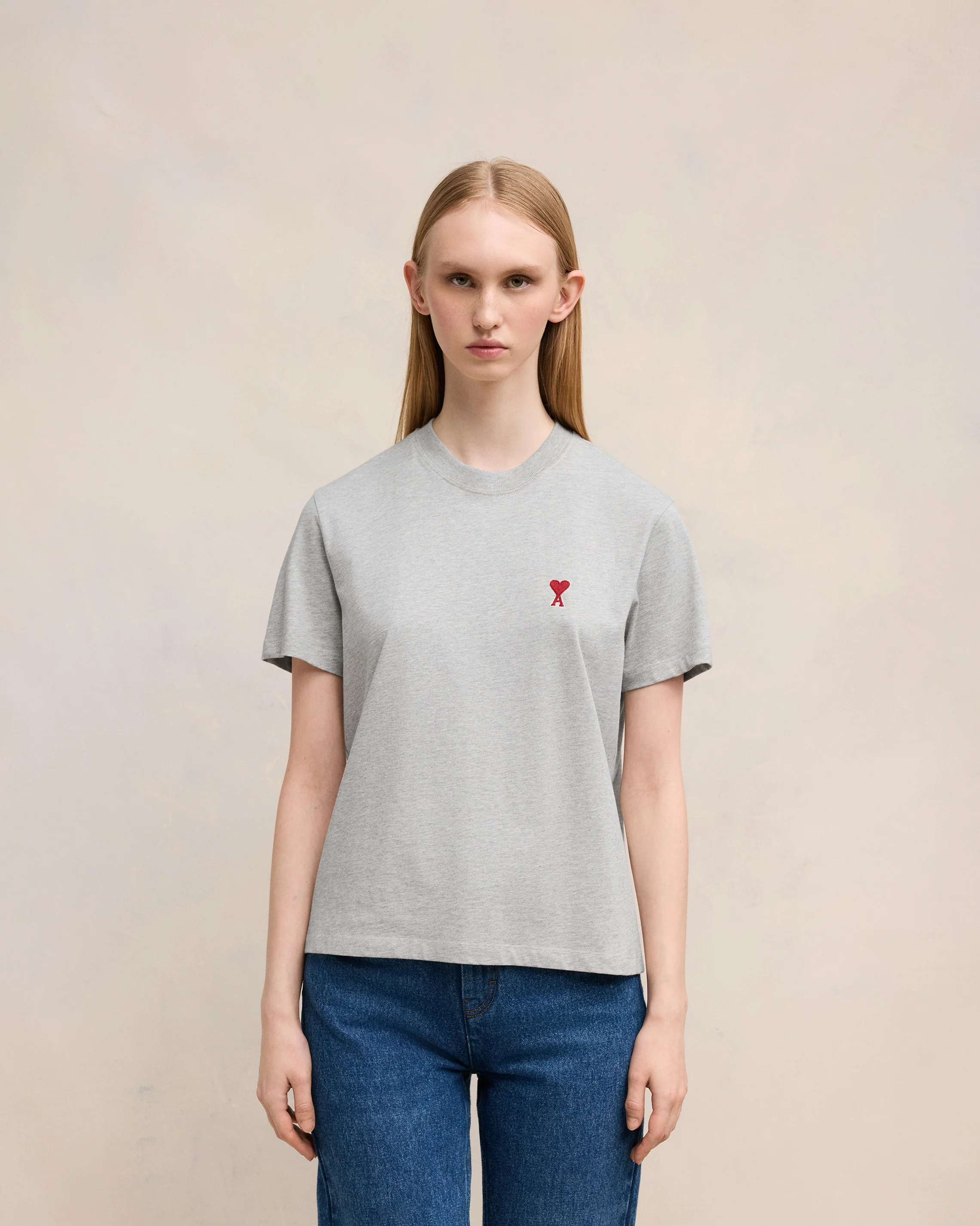 Grey Cotton Ami de Coeur T-Shirt