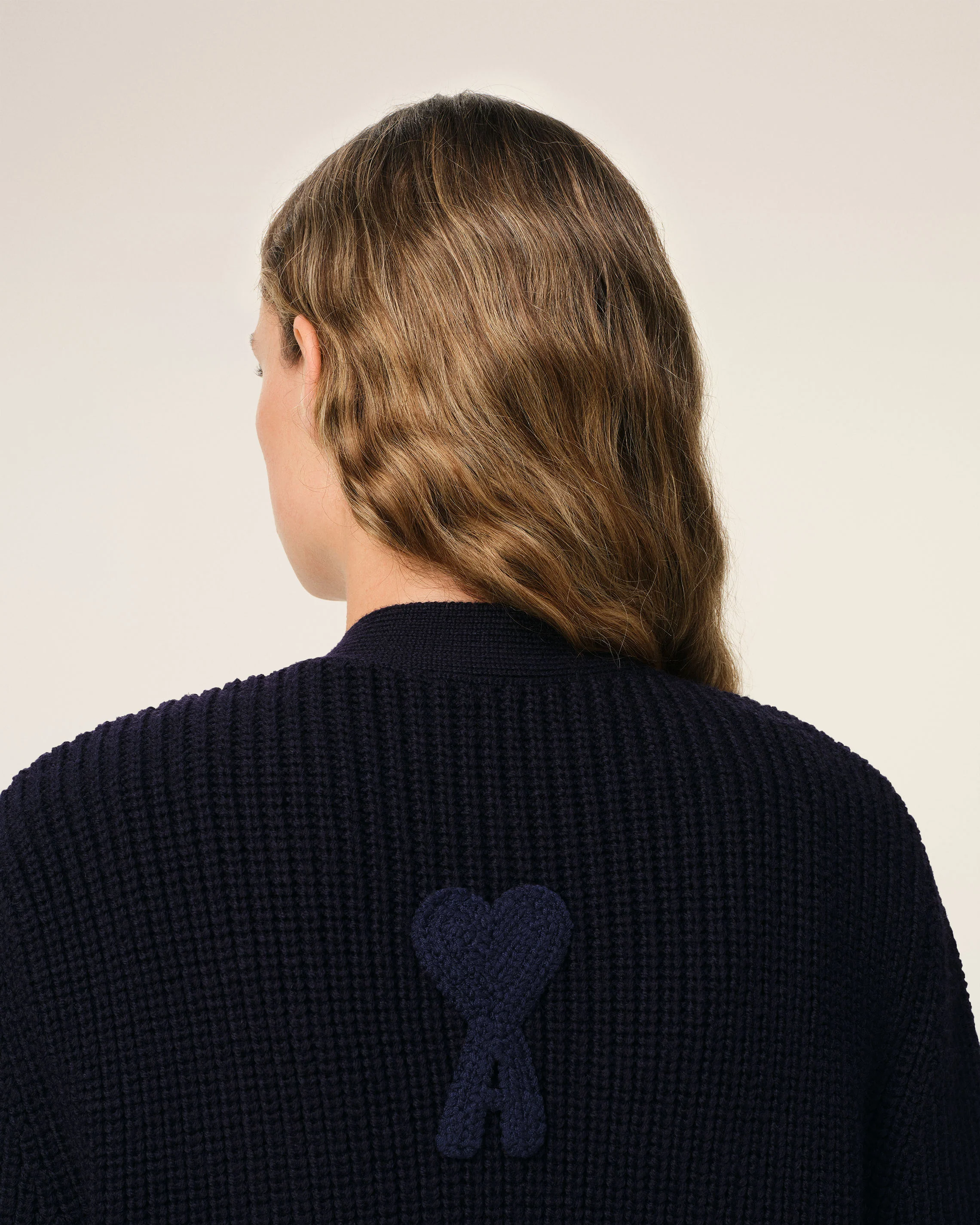 Navy Wool Ribbed Sweater