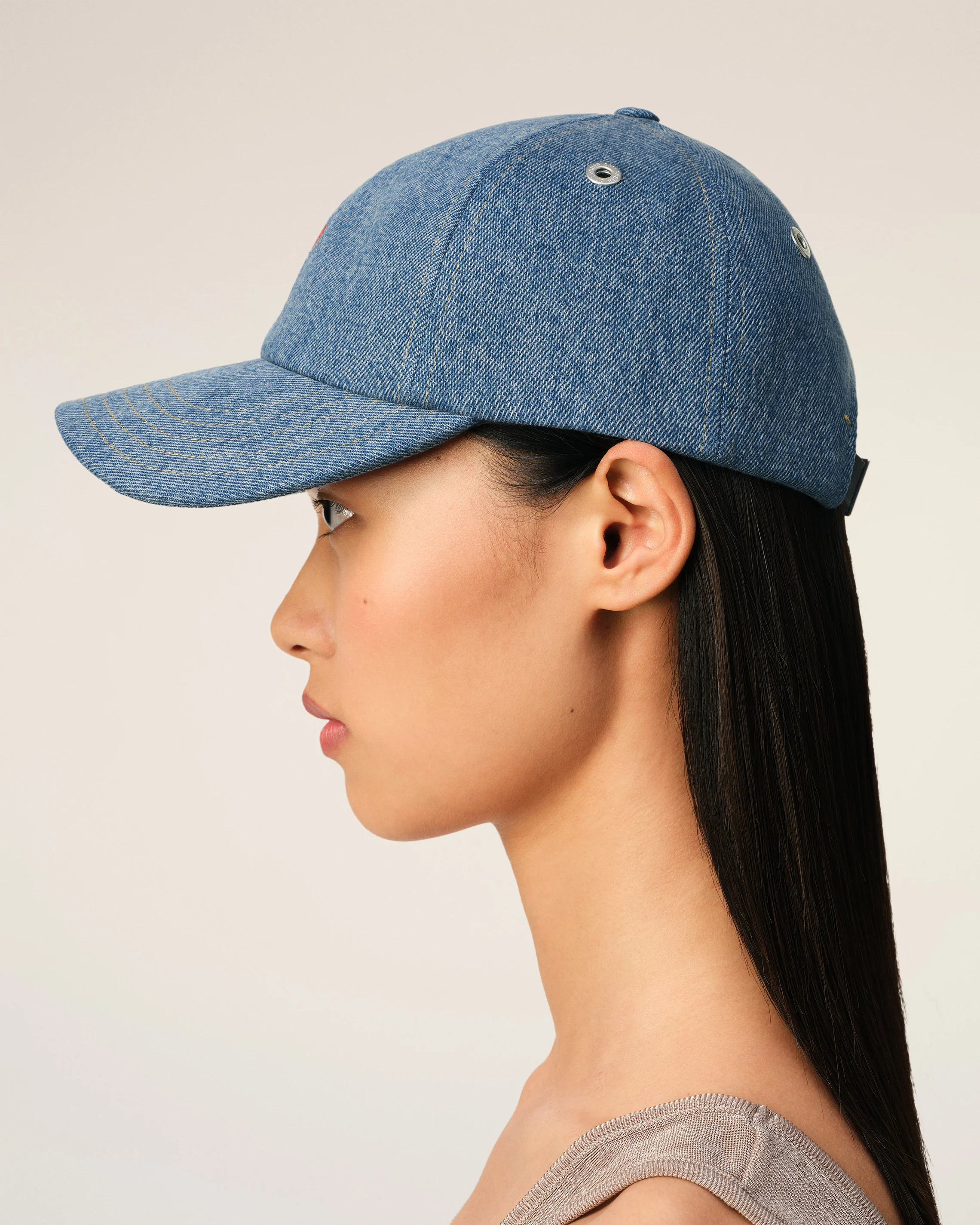 Blue Cotton Ami de Coeur Embroidery Cap
