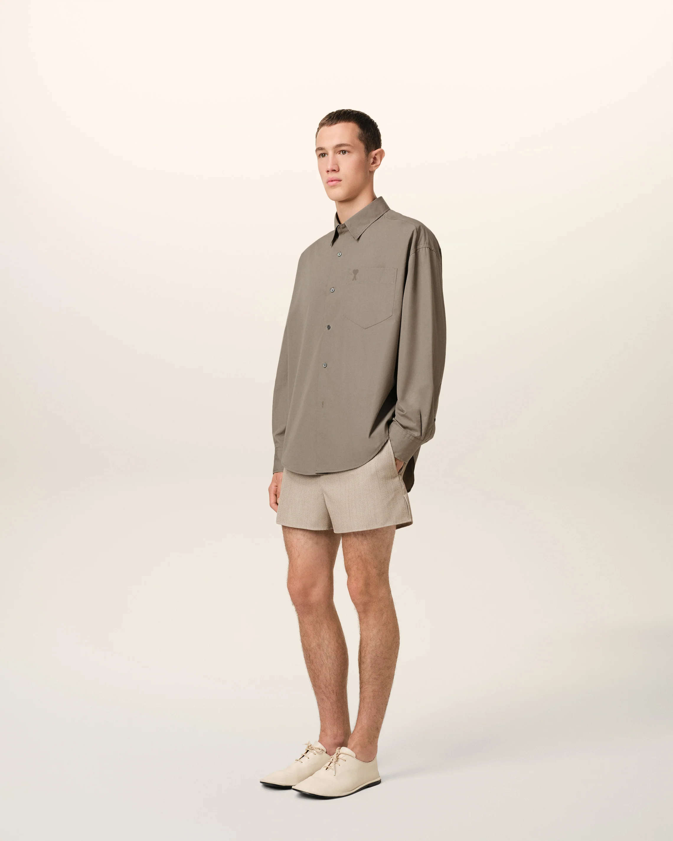 Beige Cotton Ami de Coeur Boxy Shirt