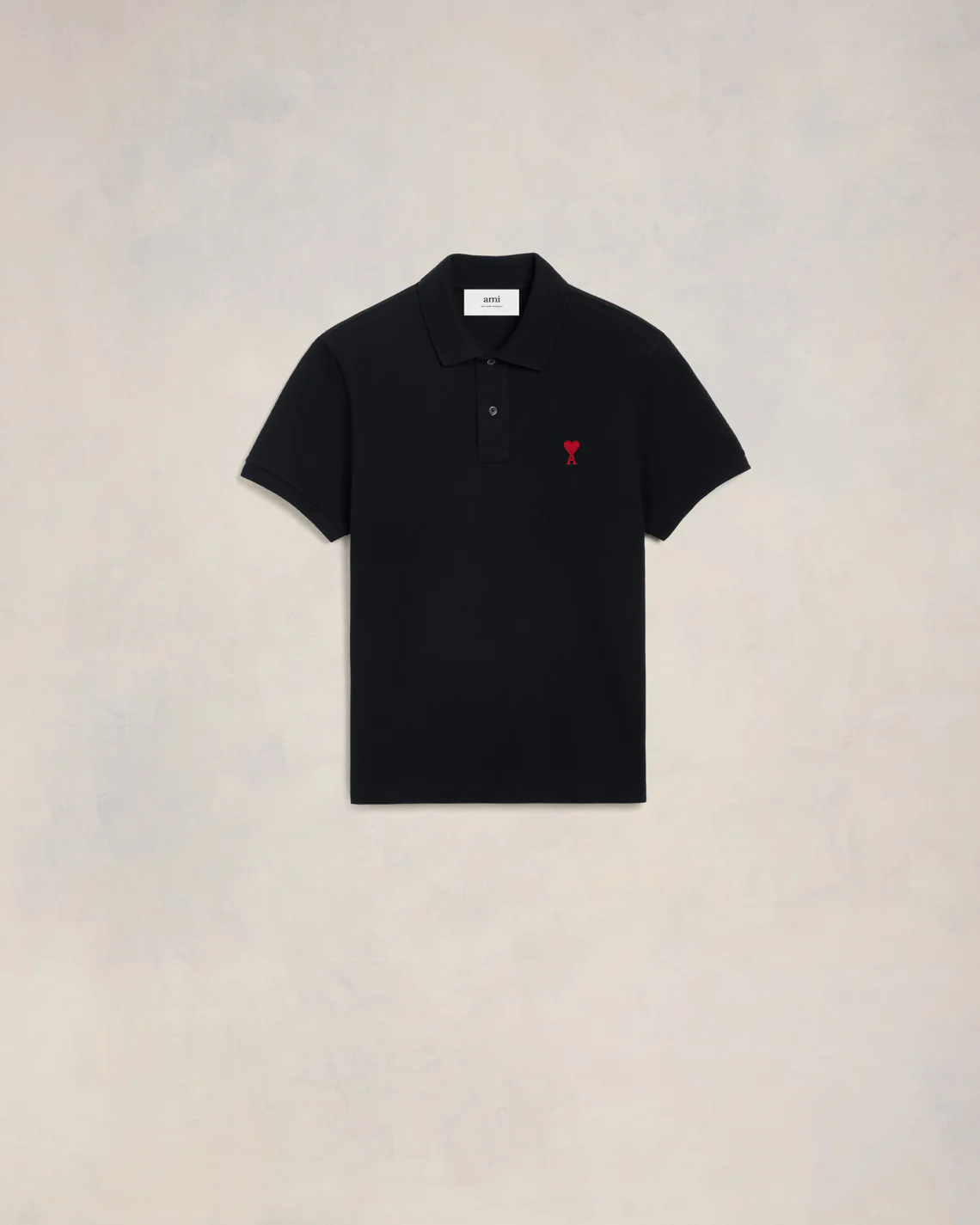 Black Cotton Ami de Coeur Polo Shirt