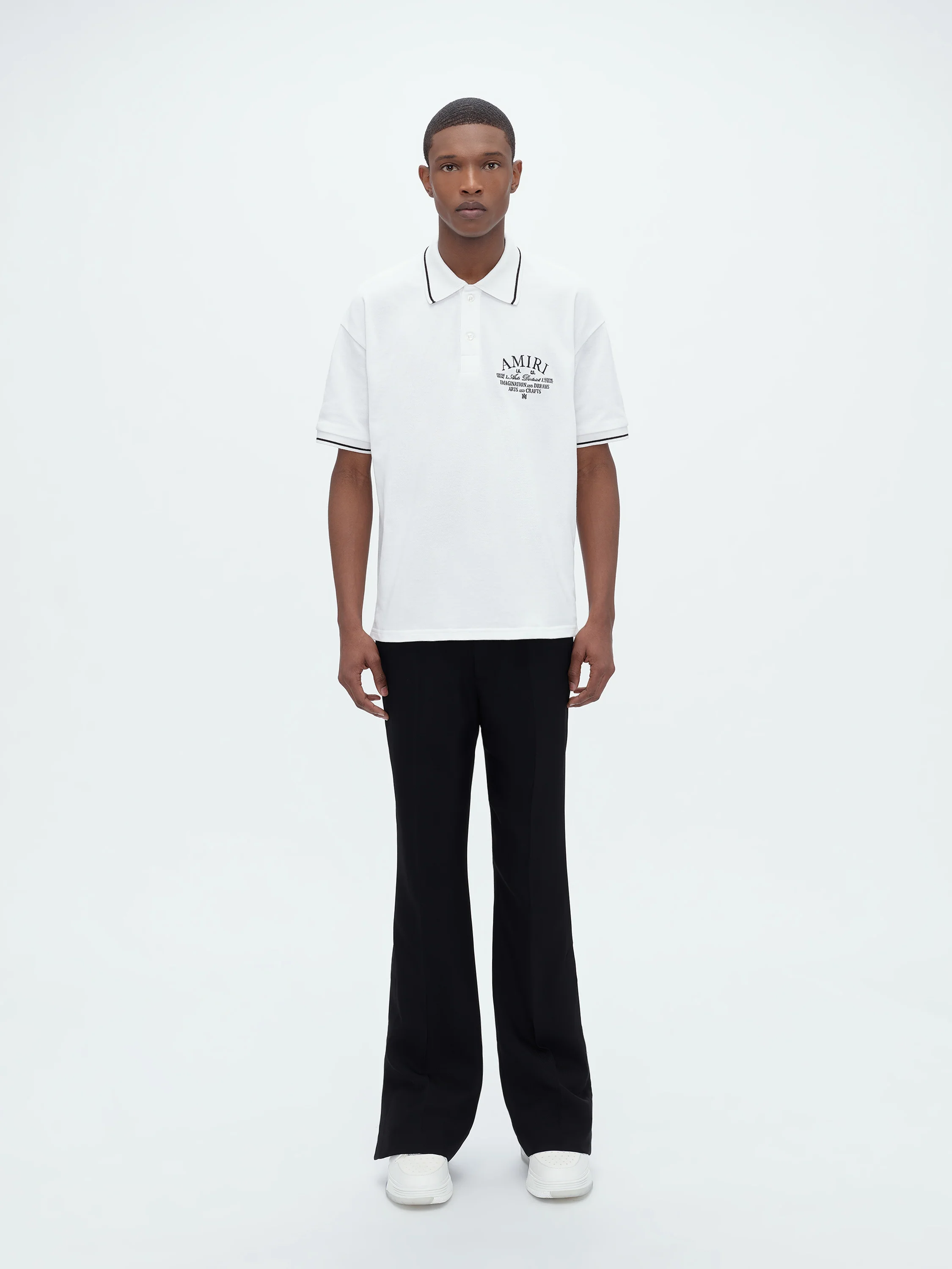 AMIRI ARTS DISTRICT PIQUE POLO - WHITE