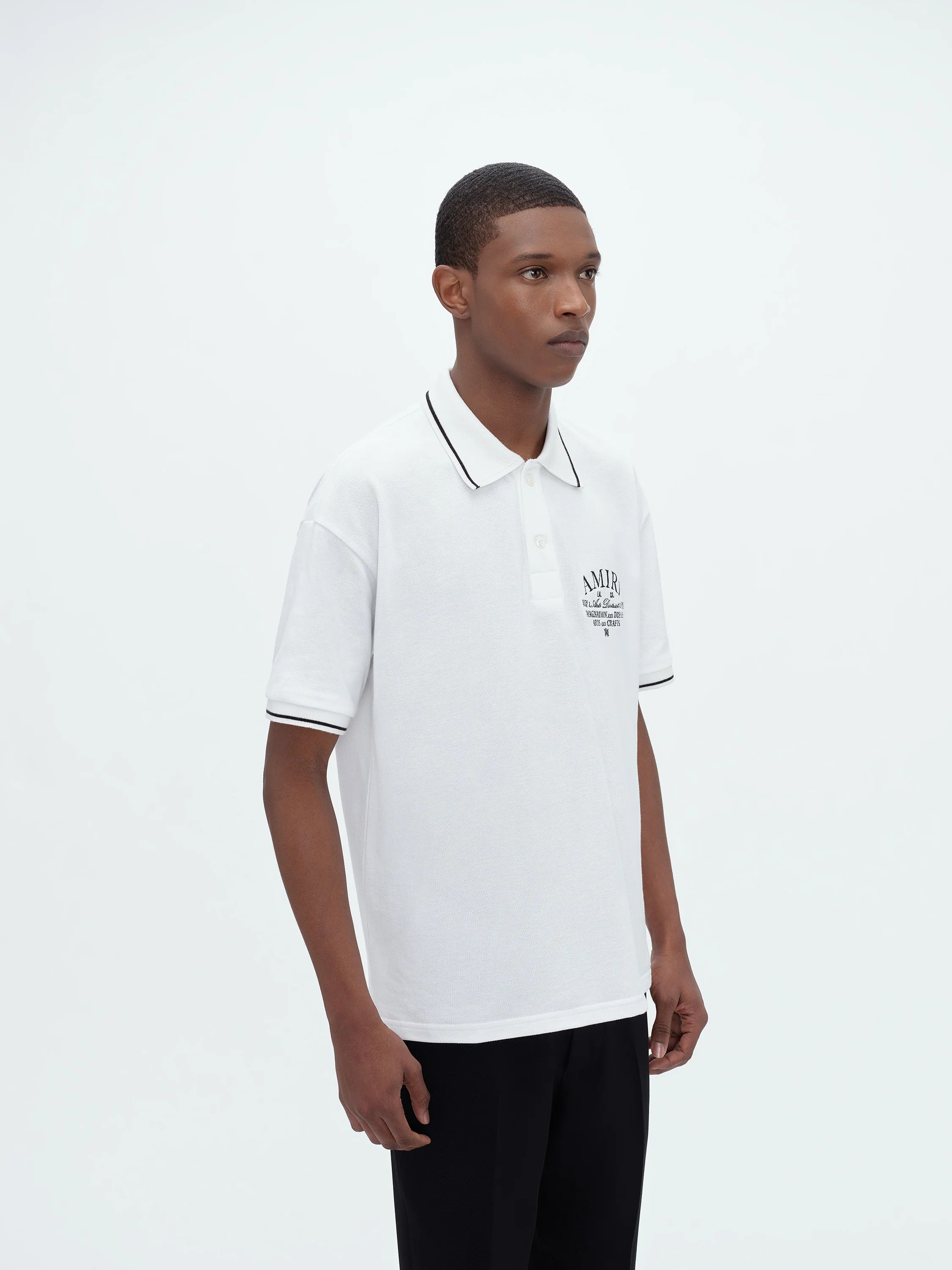AMIRI ARTS DISTRICT PIQUE POLO - WHITE