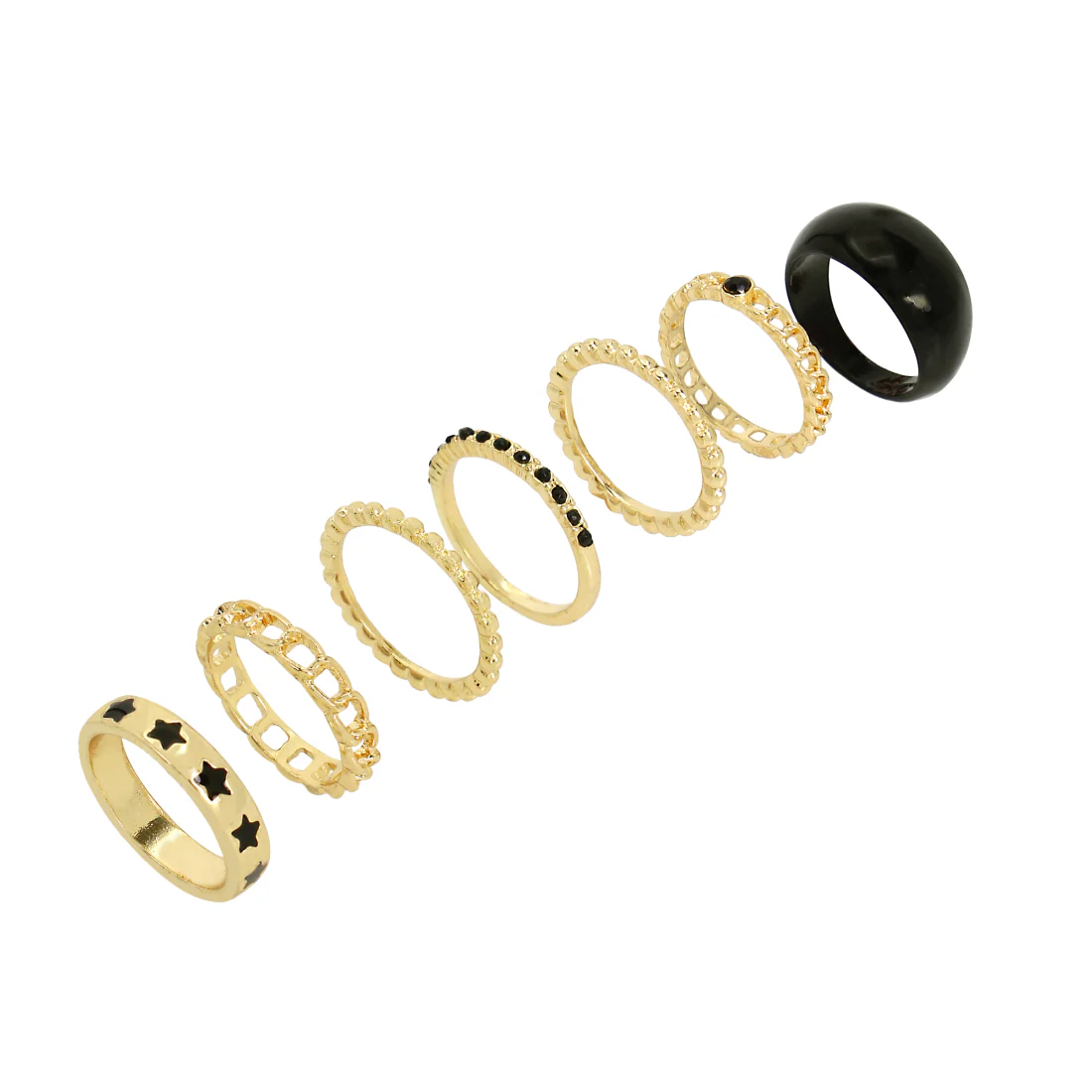 7 PIECE RING STACK GOLD MULTI