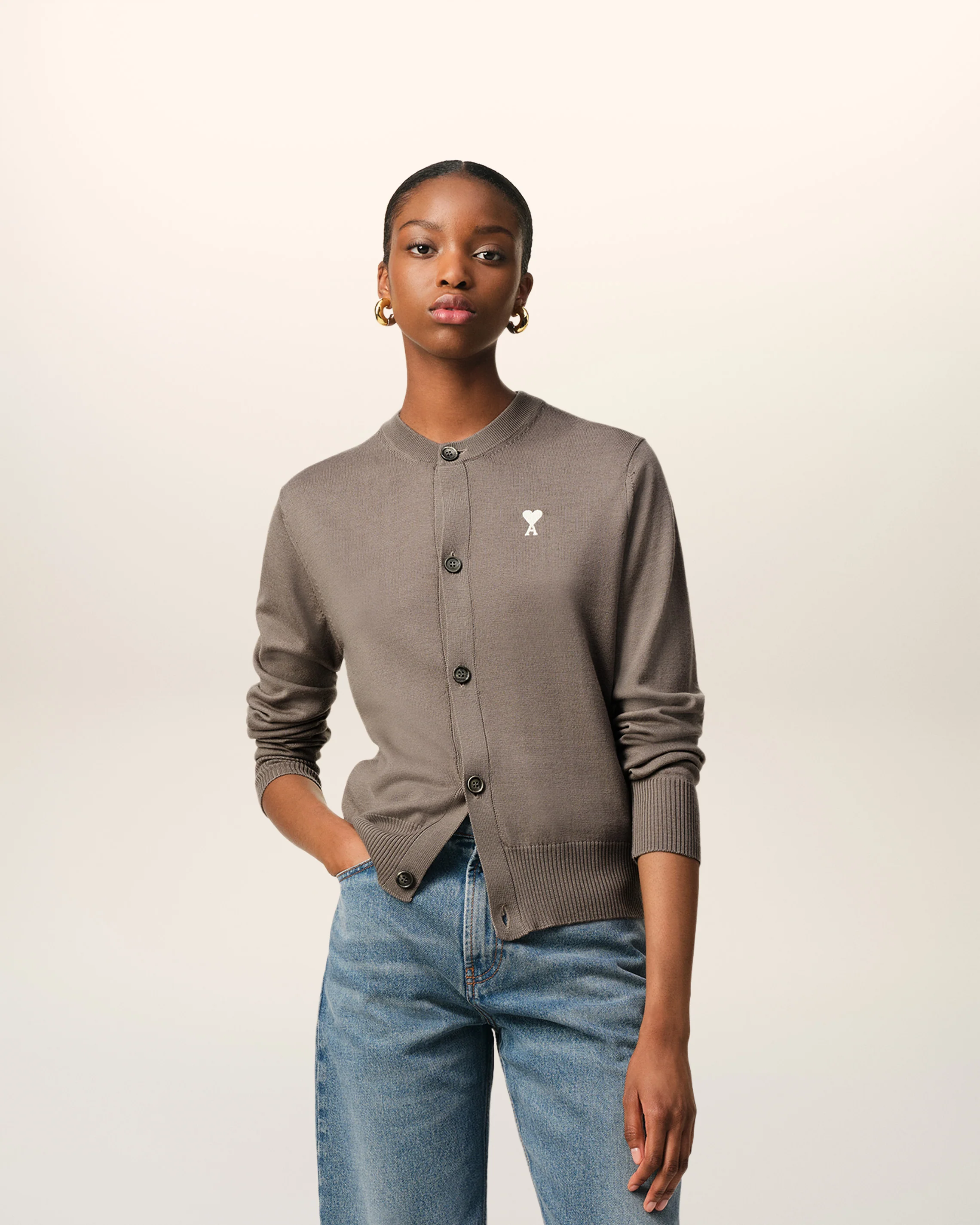 Beige Wool Ami de Coeur Cardigan