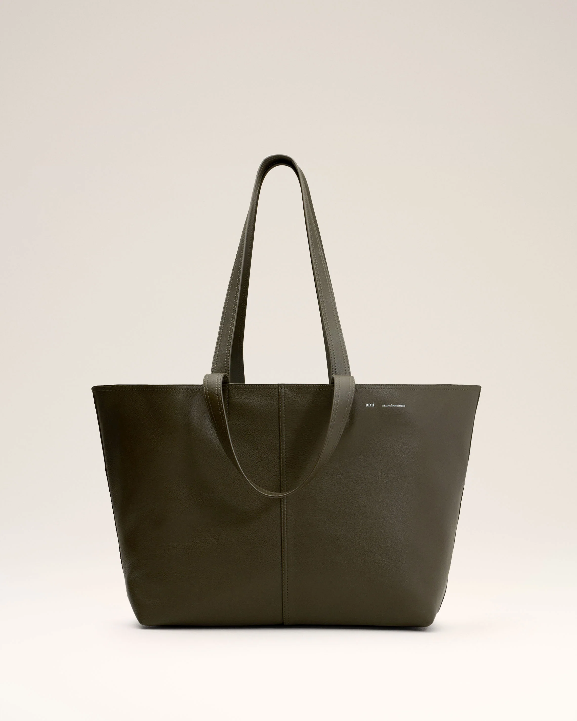 Green Leather Midi Tote Bag