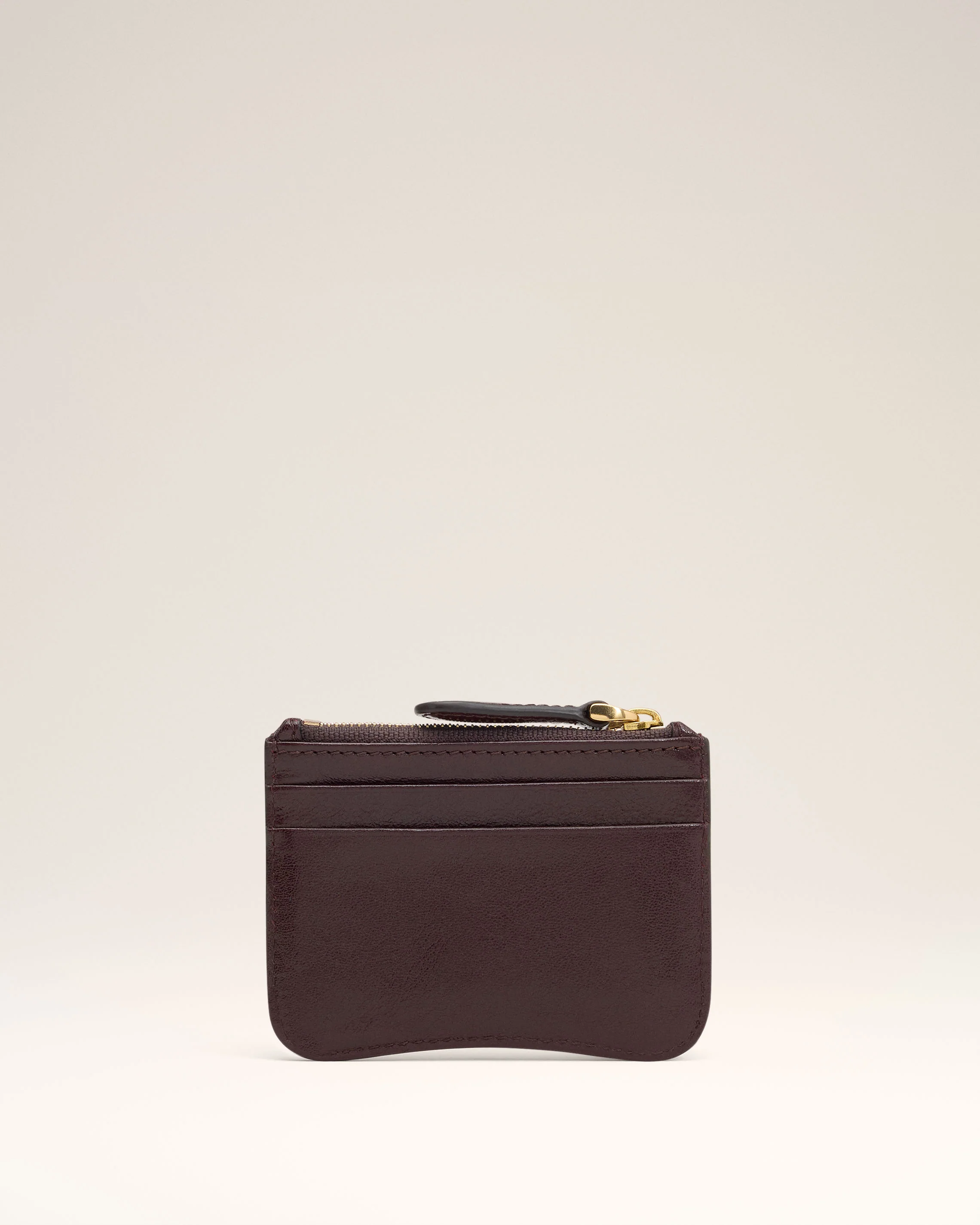 Burgundy Leather Paris Paris Zipped Card Holder