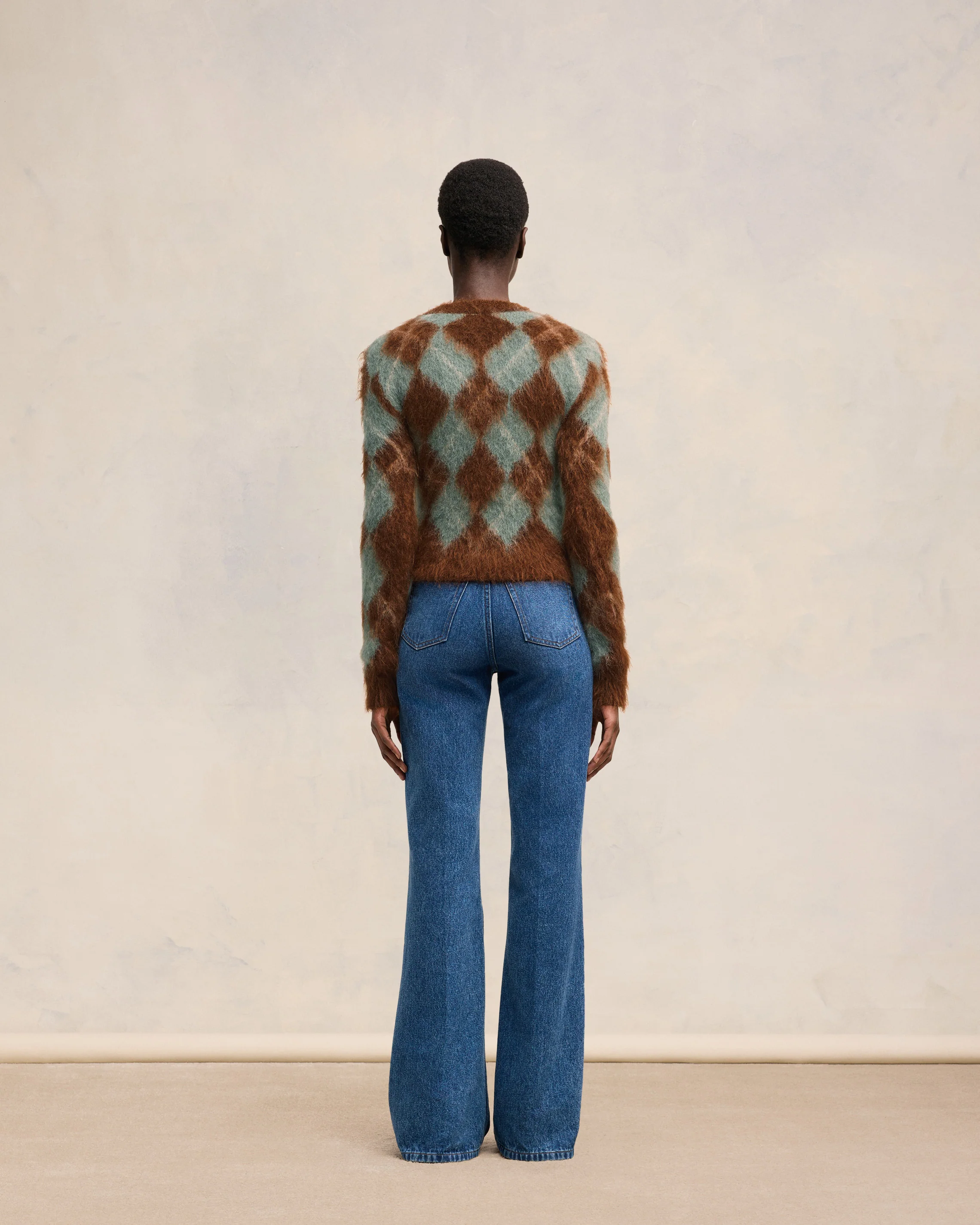 Alpaca Mohair Brushed Argyle Sweater