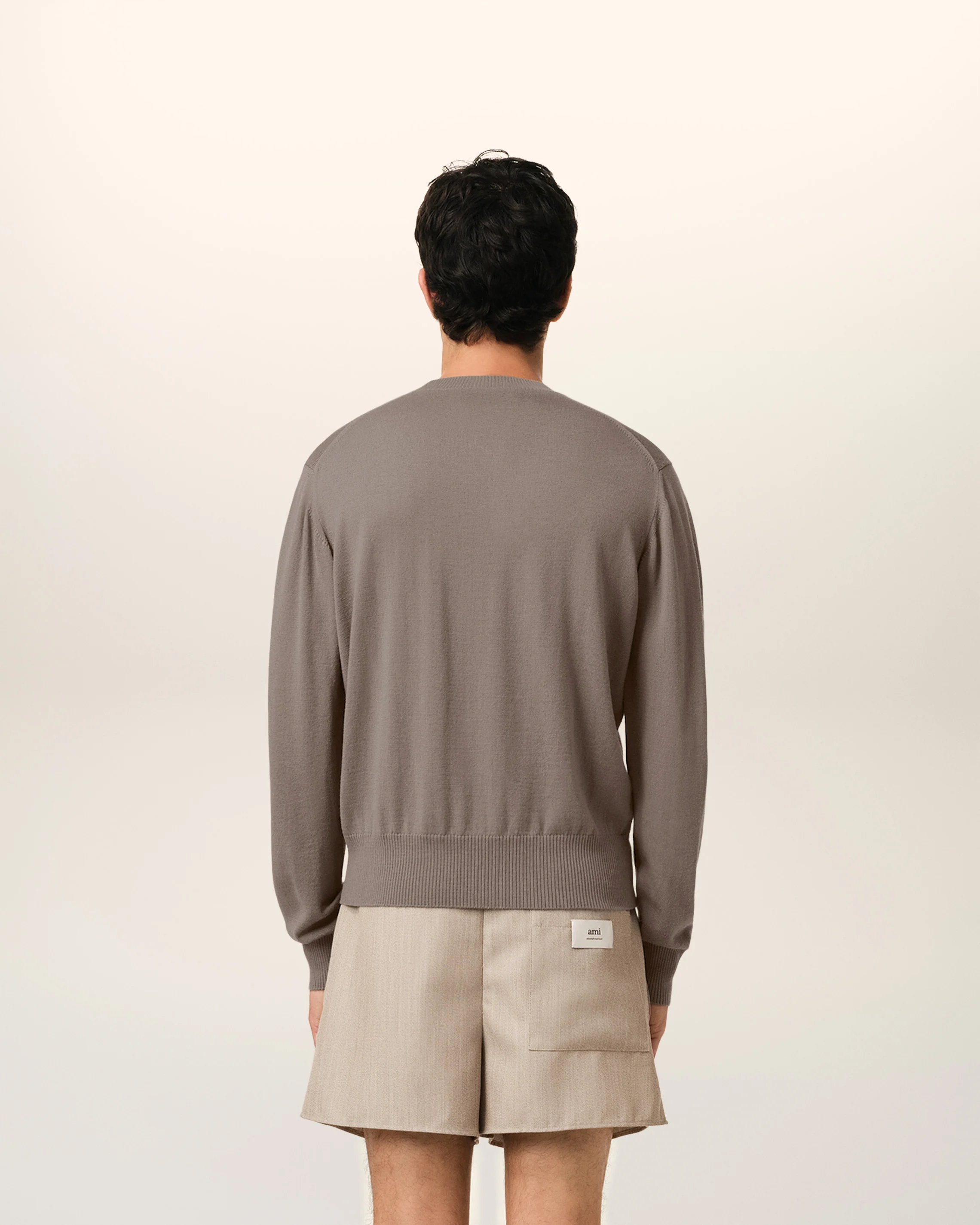 Beige Wool Ami de Coeur Crew Neck Sweater
