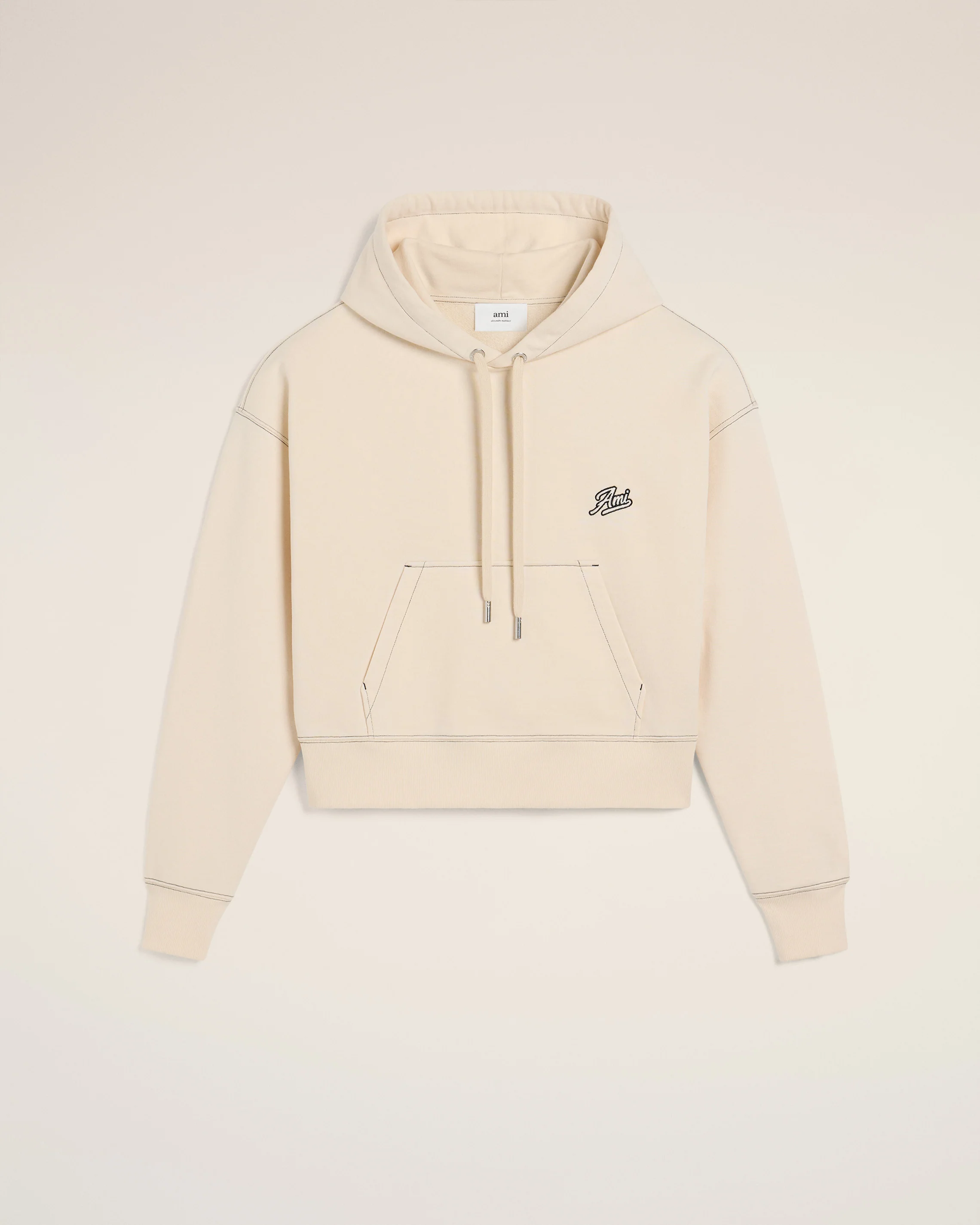 Beige Cotton Hoodie Ami Signature