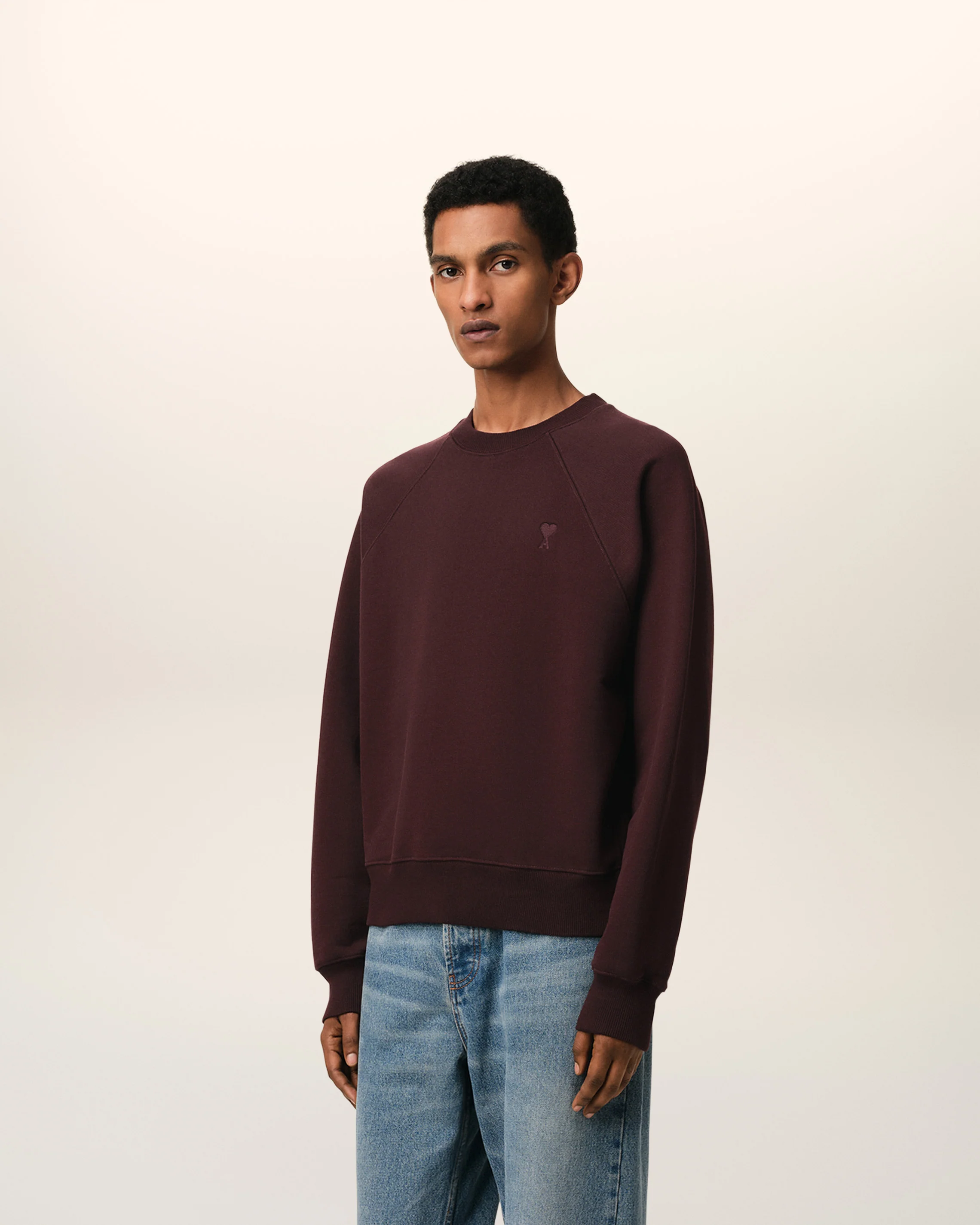 Burgundy Cotton Tonal Ami de Coeur Sweatshirt