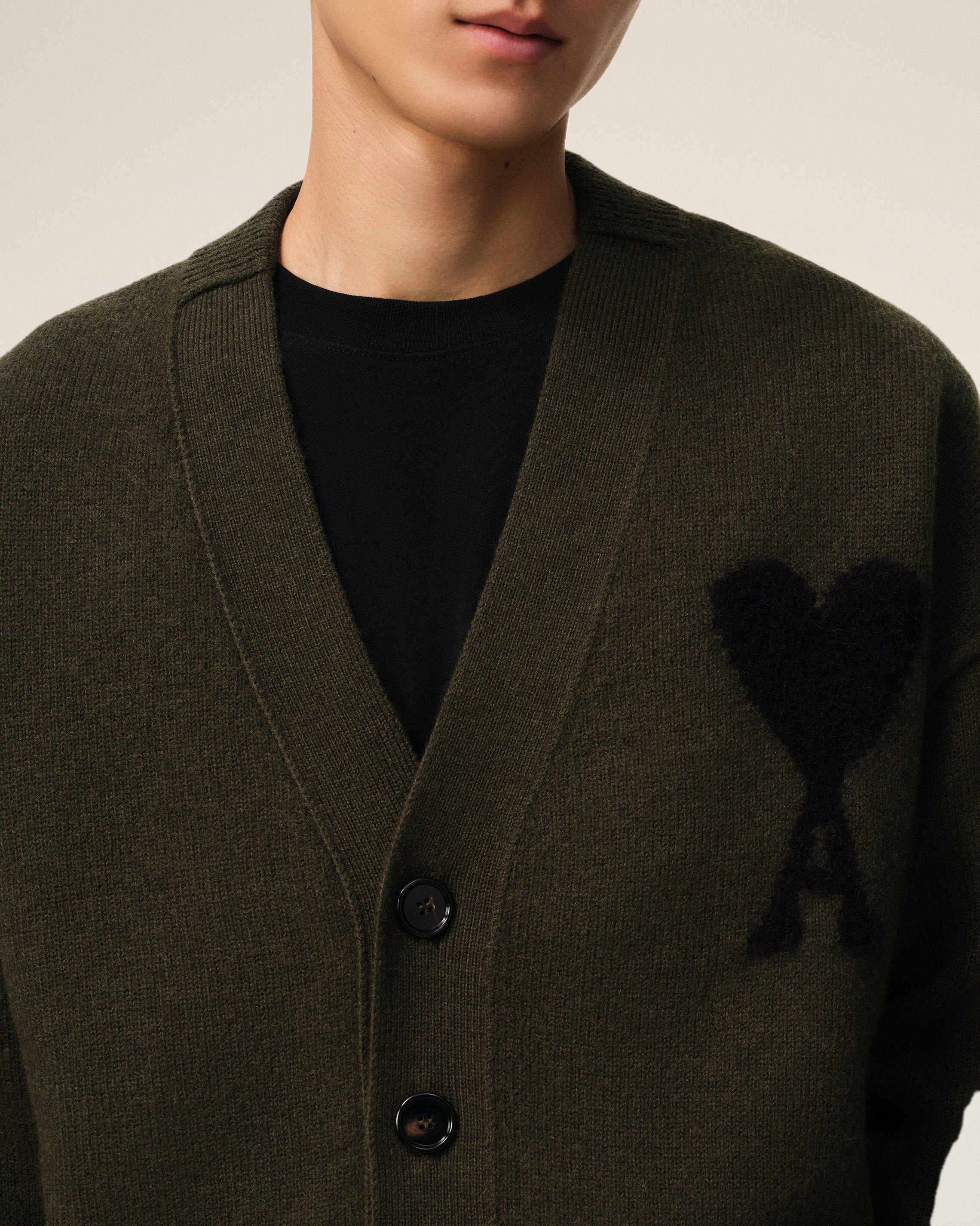 Khaki Wool Ami De Coeur Cardigan