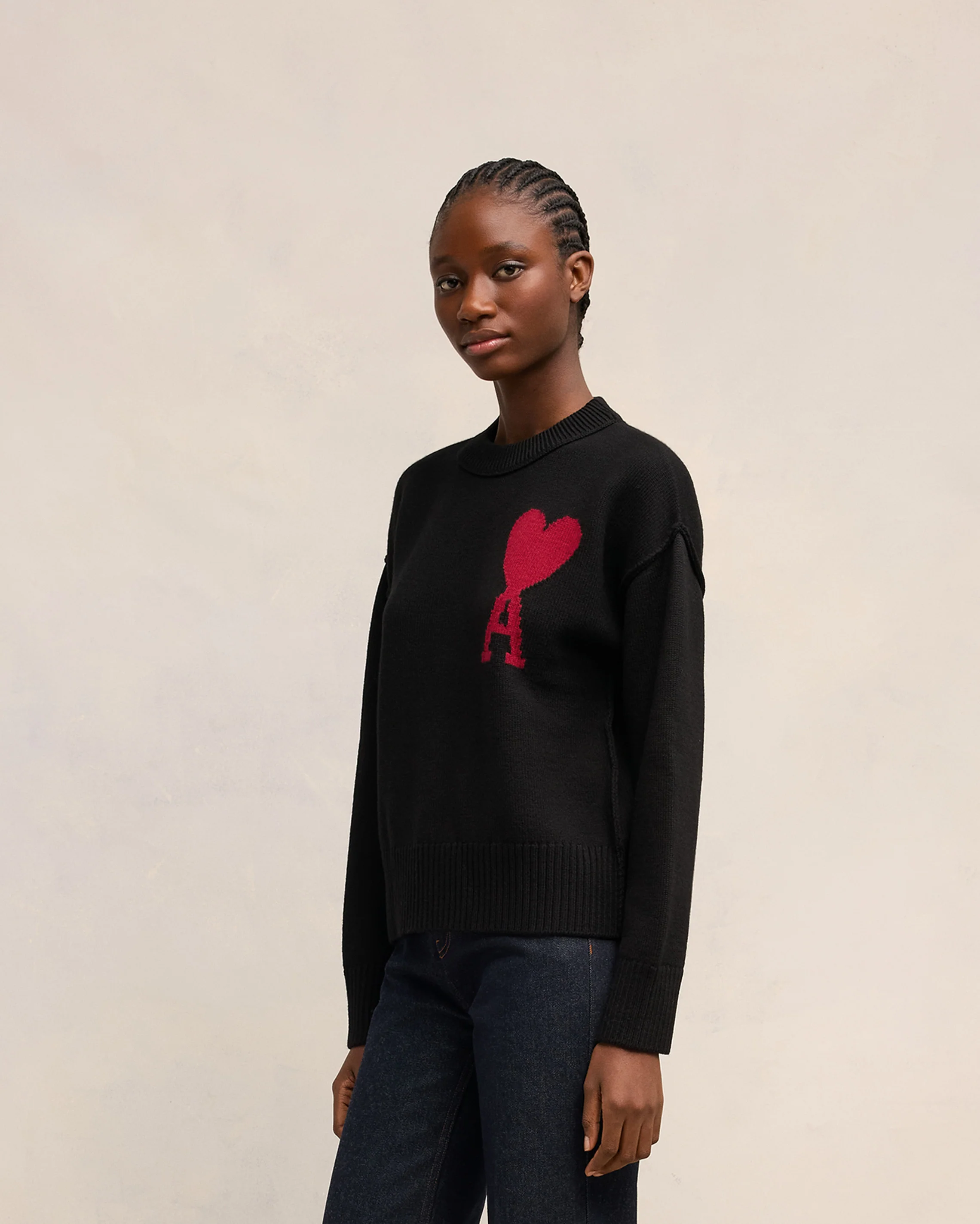 Black Wool Ami de Coeur Sweater