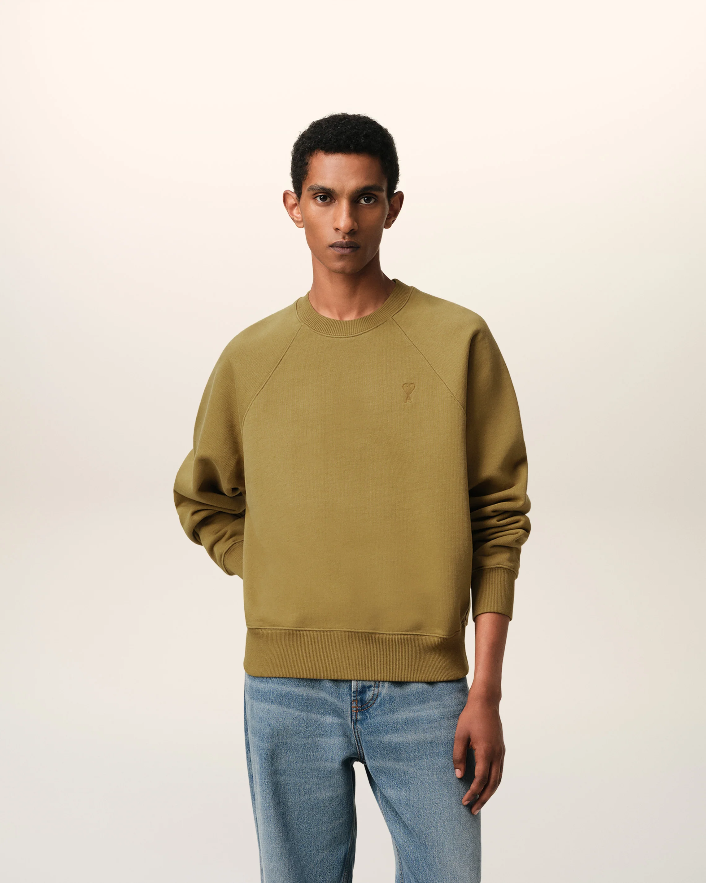 Mustard Cotton Tonal Ami de Coeur Sweatshirt