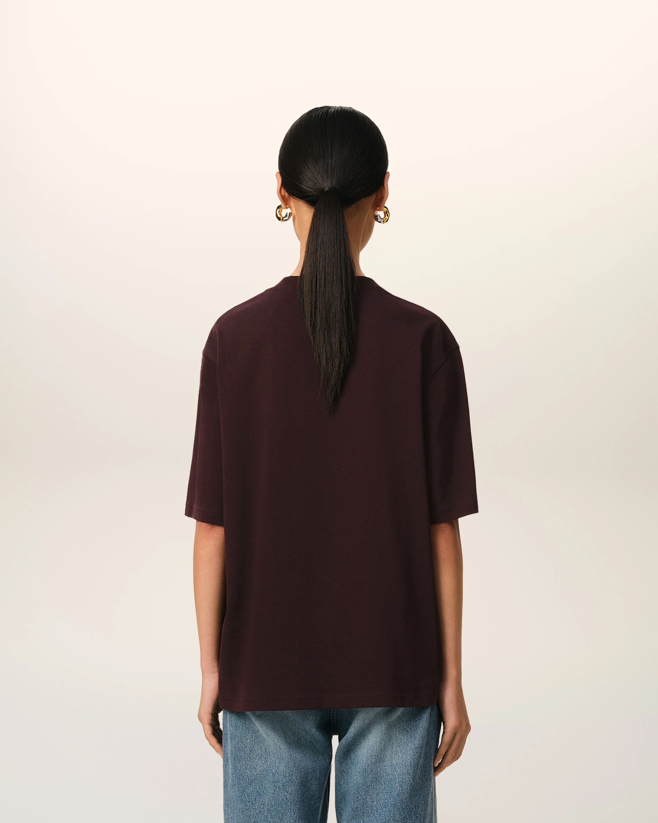 Burgundy Cotton Tonal Ami de Coeur T-Shirt