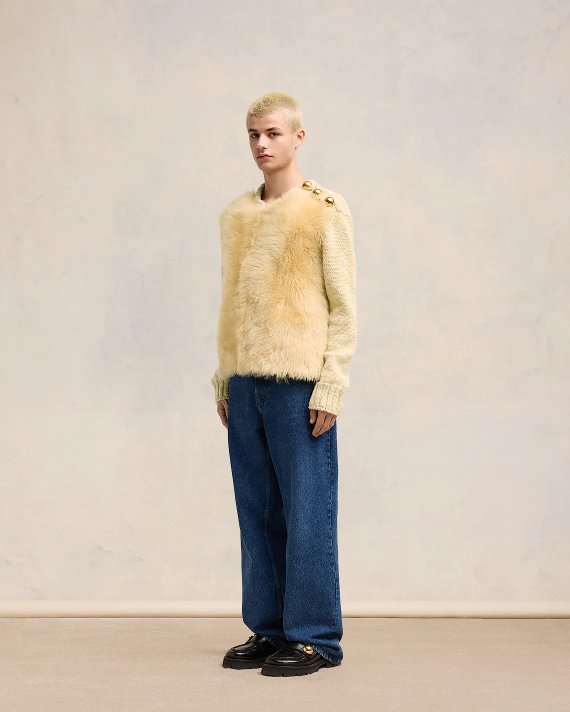 Shearling Crew Neck Sweater