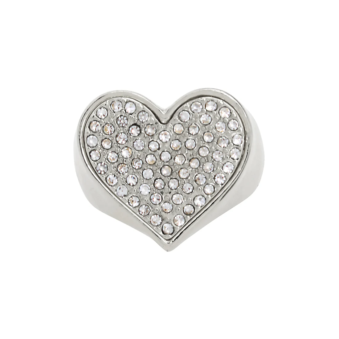 PAVE HEART RING SILVER