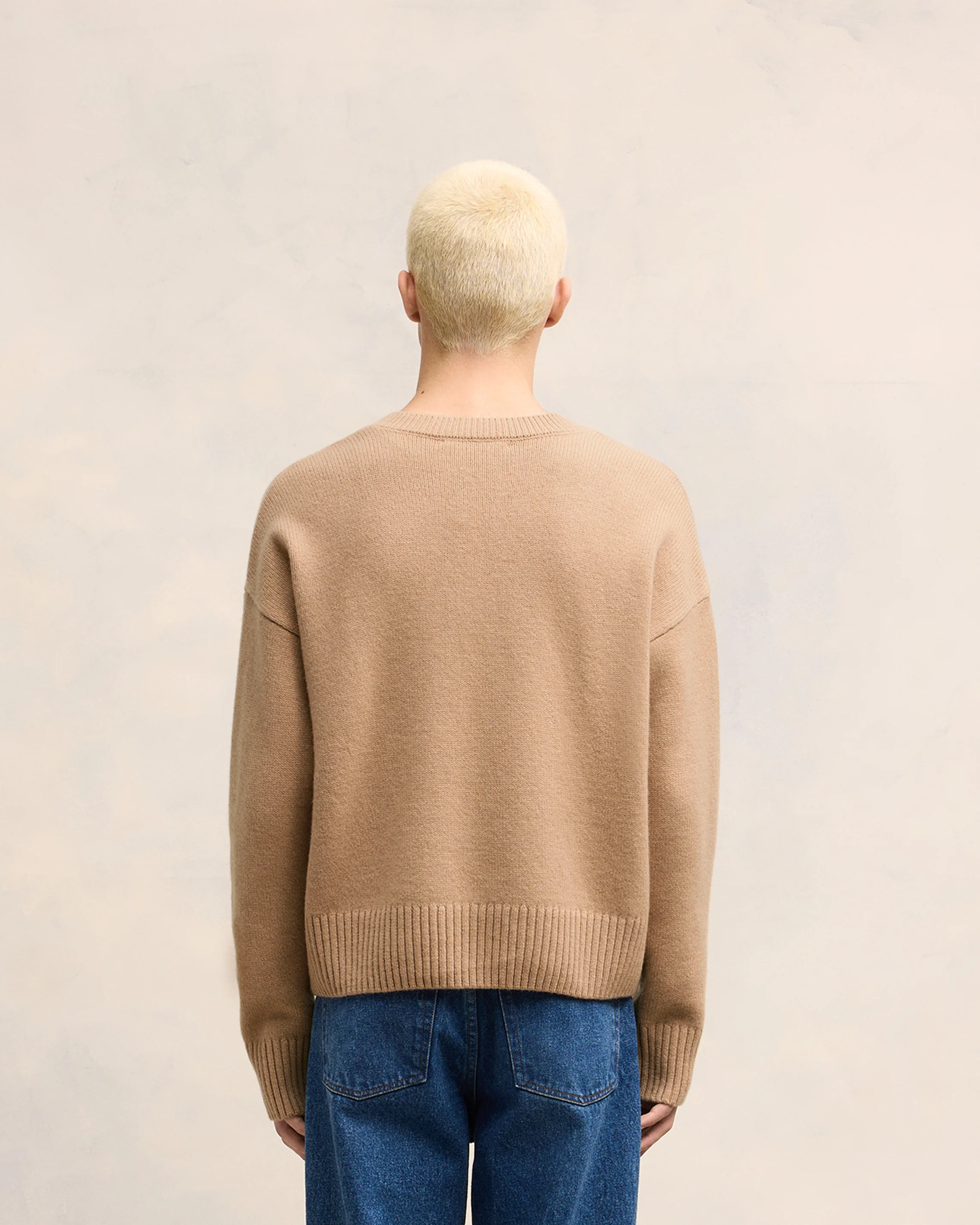 Embossed Ami de Coeur V Neck Sweater