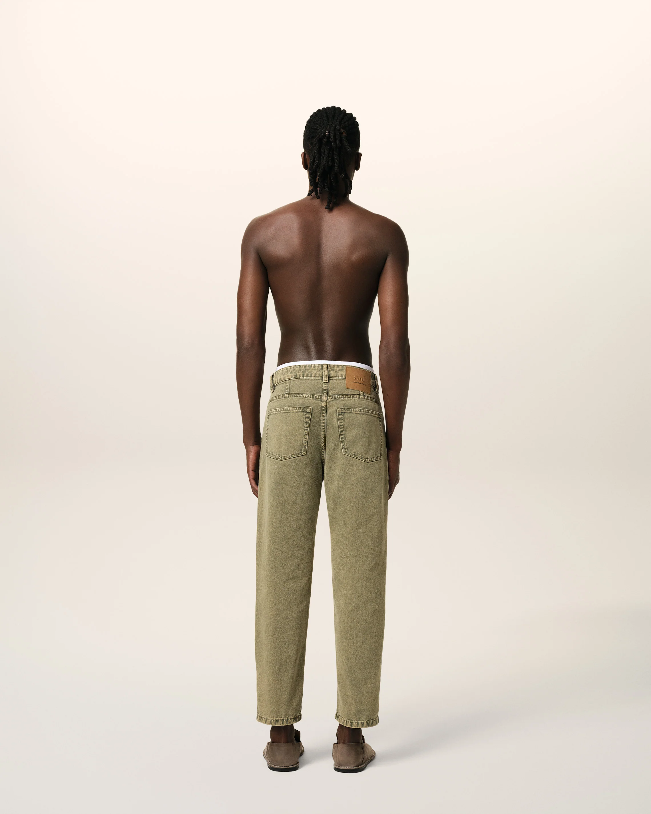 Green Cotton Tapered Fit Jeans